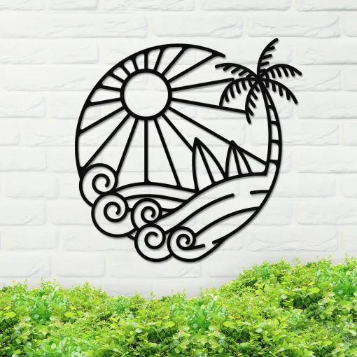 Island Sunset Surf Circle Sign - Image 4