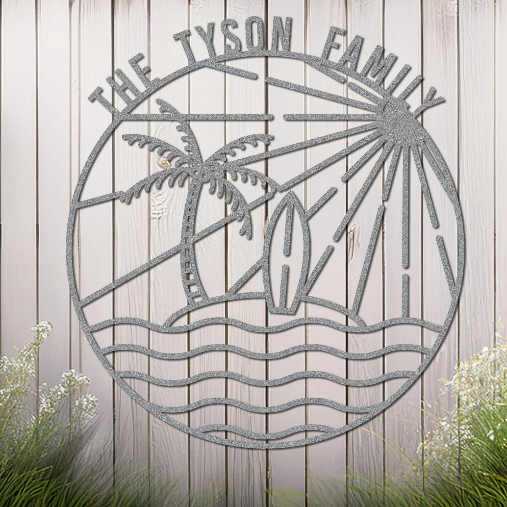 Island Sunset Waves Circle Name Sign - Image 3