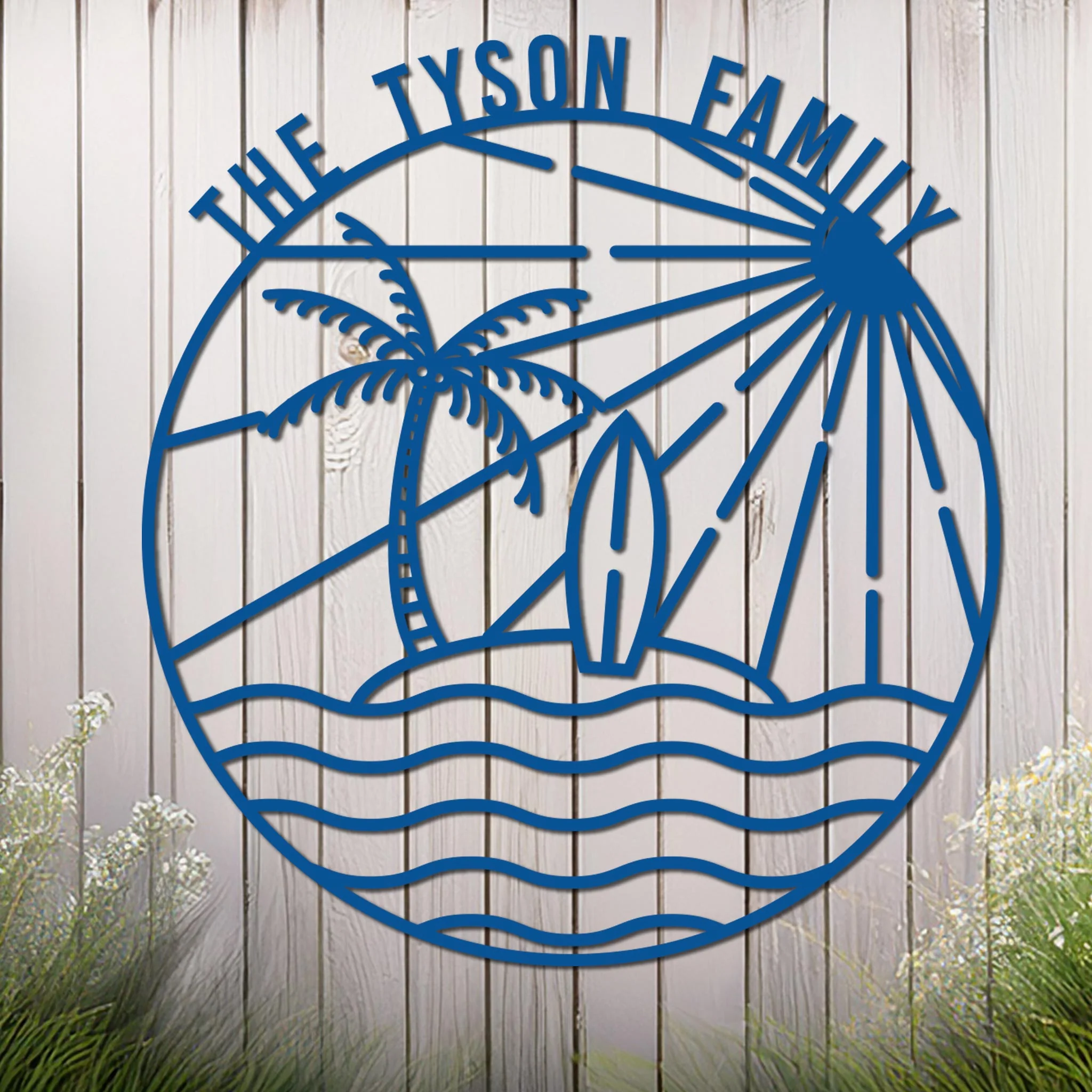 Island Sunset Waves Circle Name Sign - Image 4