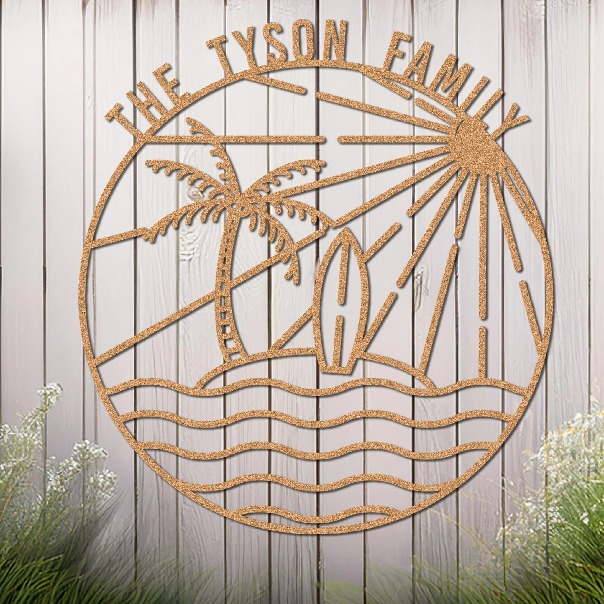 Island Sunset Waves Circle Name Sign - Image 5