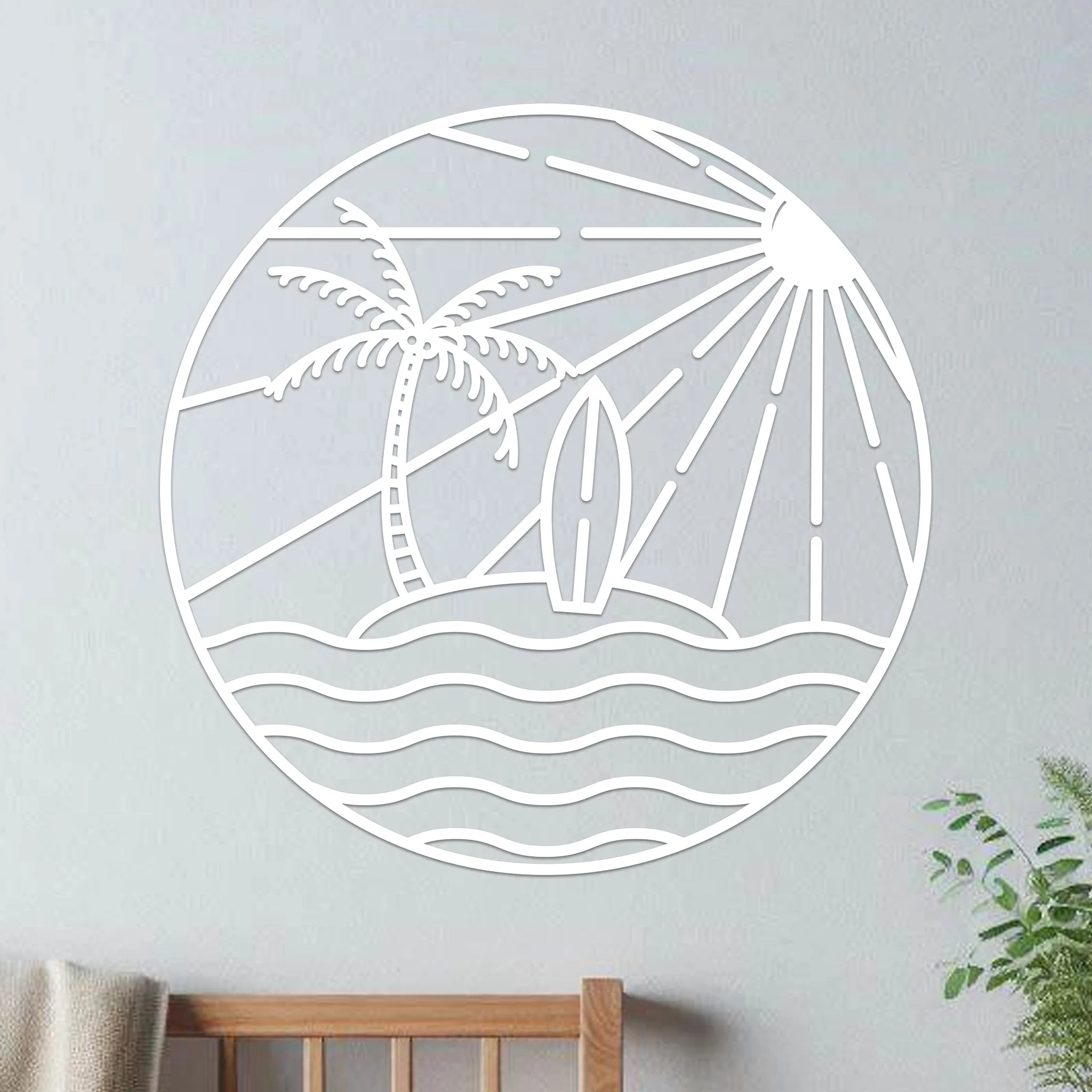 Island Sunset Waves Circle Sign - Image 2