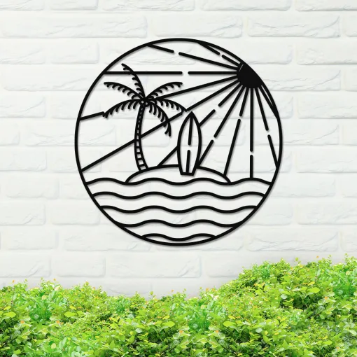 Island Sunset Waves Circle Sign - Image 4