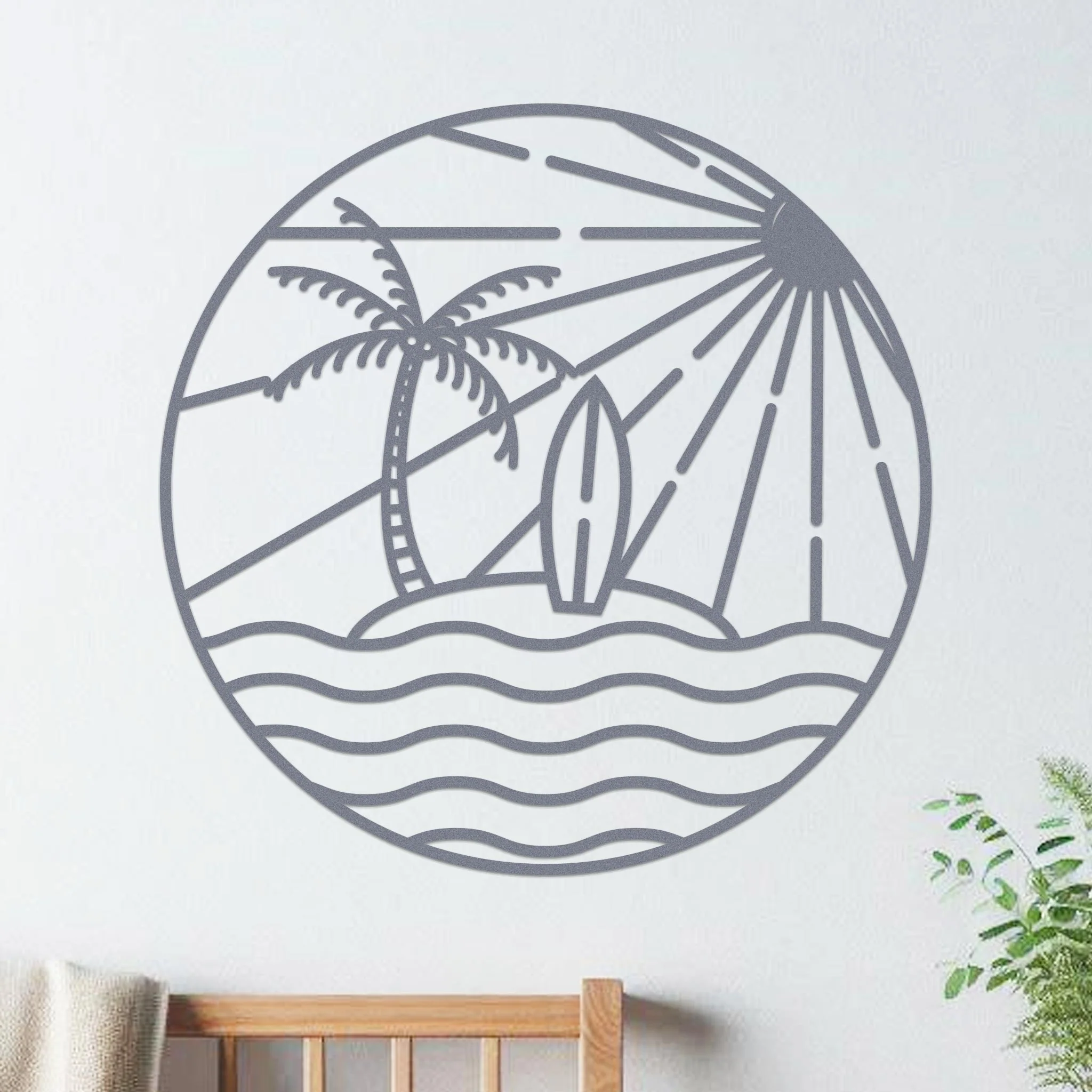 Island Sunset Waves Circle Sign - Image 6