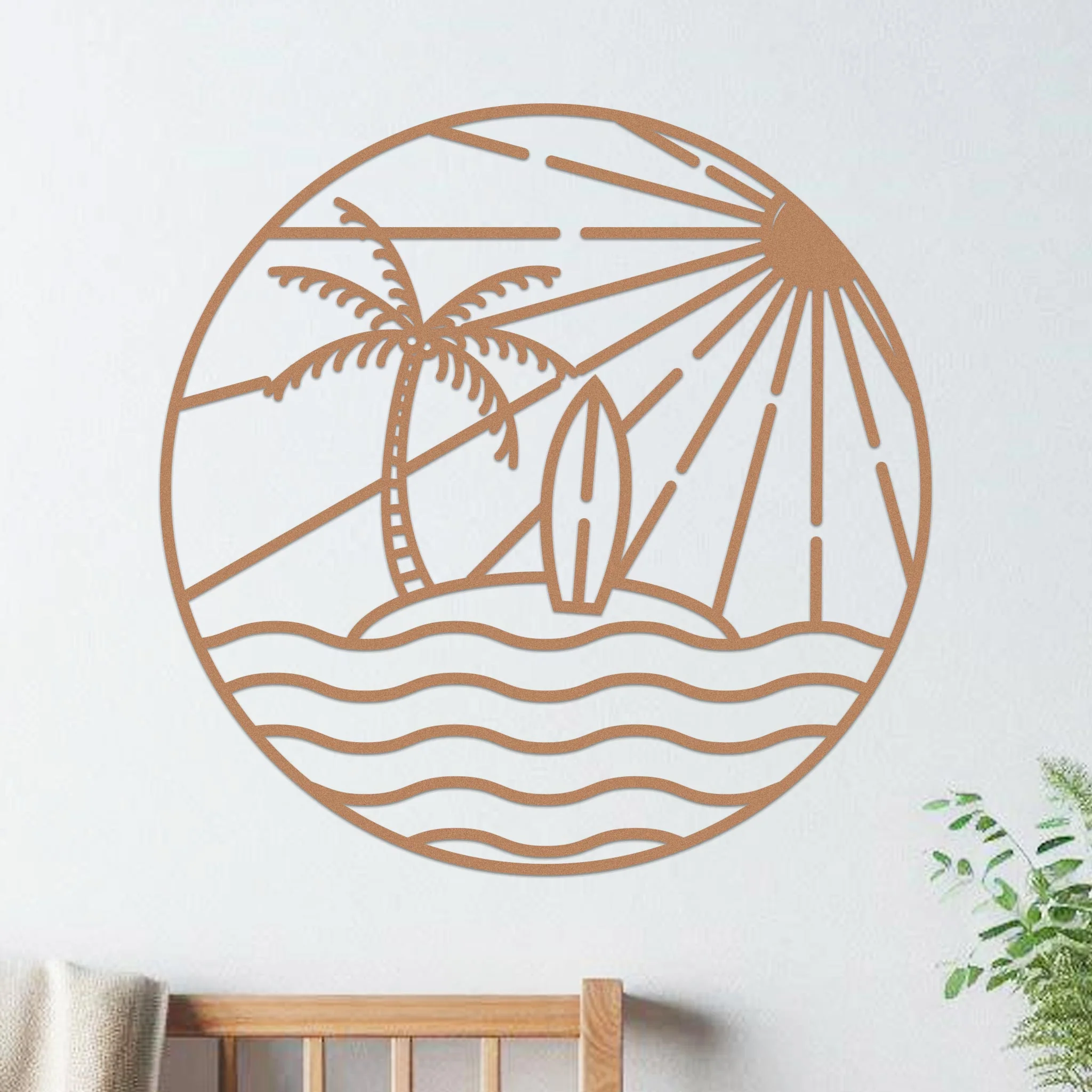 Island Sunset Waves Circle Sign - Image 8
