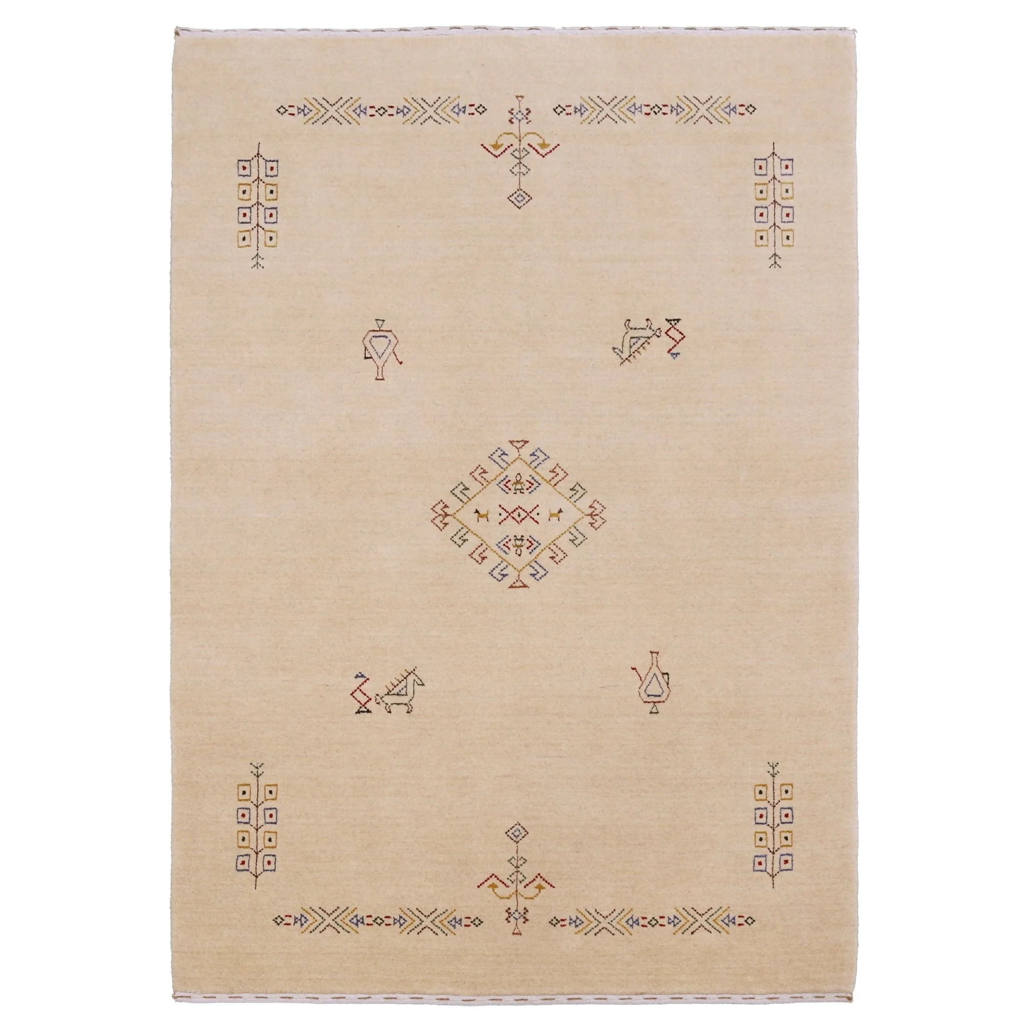 Ivory Border Patterns Hand Loomed Wool Area Rug - Image 13