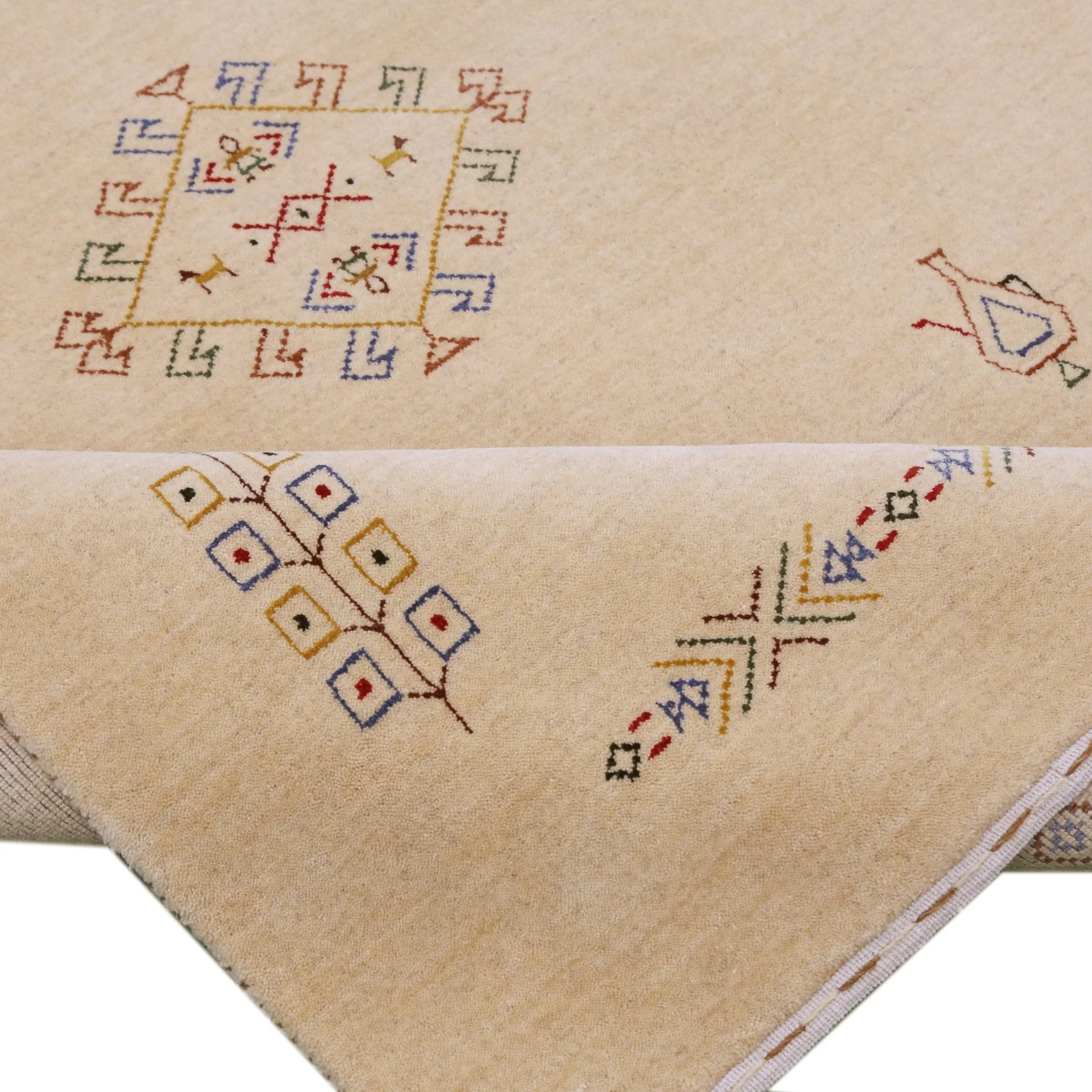 Ivory Border Patterns Hand Loomed Wool Area Rug - Image 4