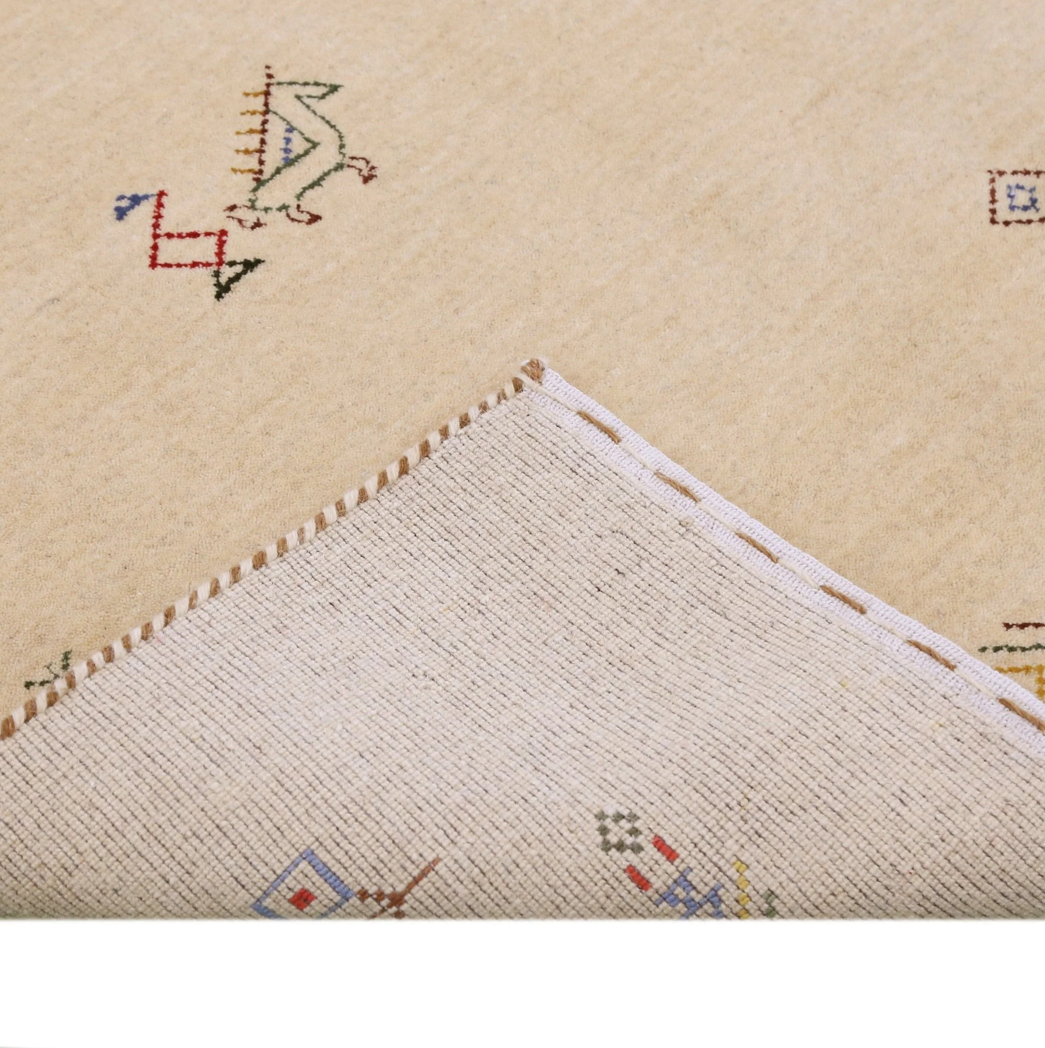Ivory Border Patterns Hand Loomed Wool Area Rug - Image 8