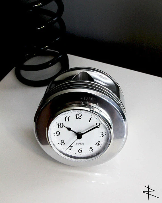 J-Cobs WWII Boeing Stearman Warbird Radial Engine Piston Mirror Polished Desk Clock - Image 4