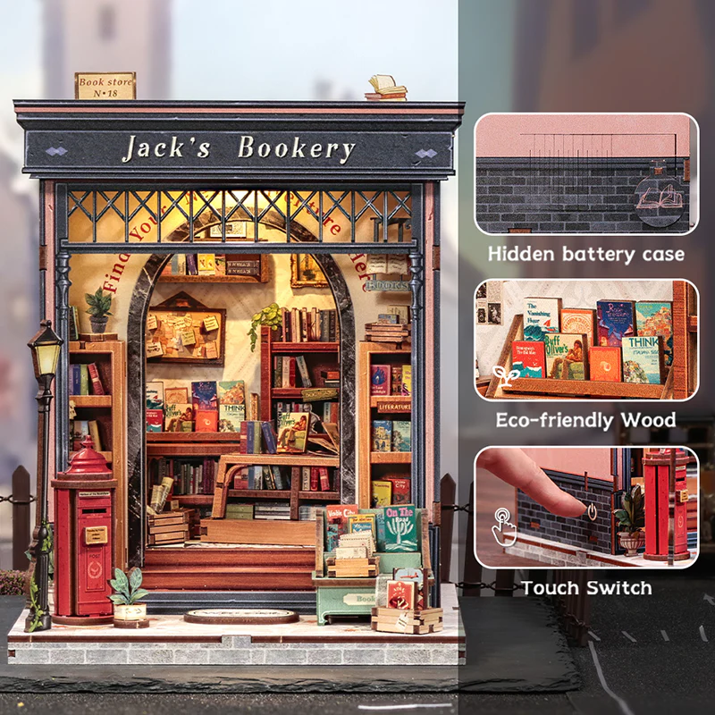 Jack's Bookery Dollhouse Kit - Miniature Wizardi Roombox Kit with LED Light F07M51-91-CWGC209 - Image 5