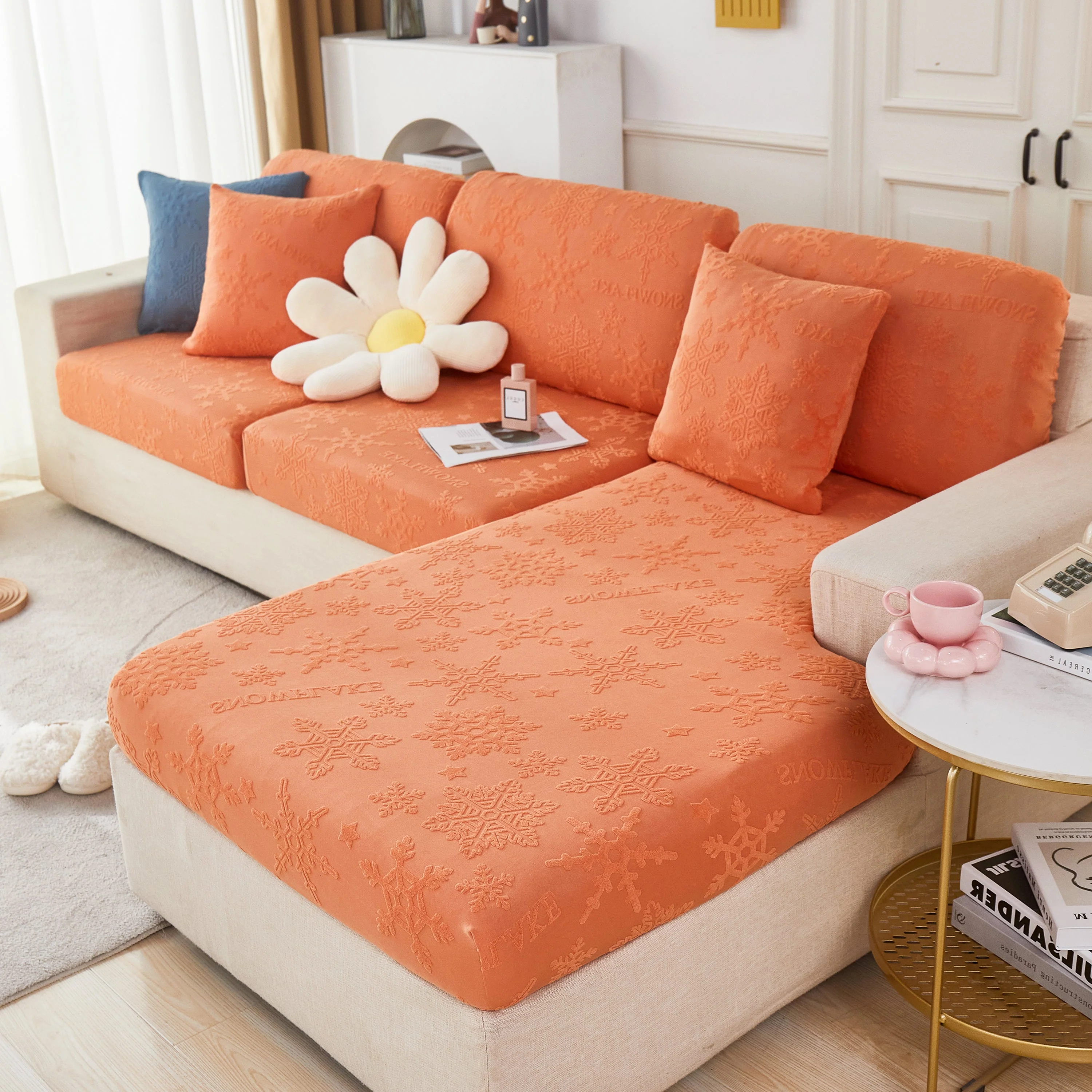 Jacquard Fabric Couch Cushion Covers, Elastic Stretch Sofa Protector for L-Shaped Couches and Pet-Friendly Living Rooms - Image 10