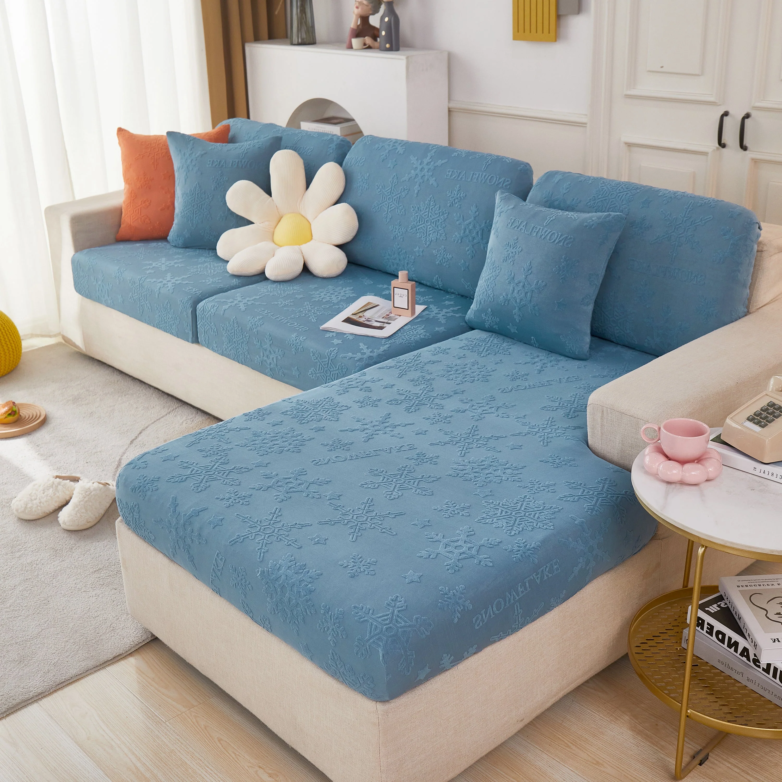 Jacquard Fabric Couch Cushion Covers, Elastic Stretch Sofa Protector for L-Shaped Couches and Pet-Friendly Living Rooms - Image 11