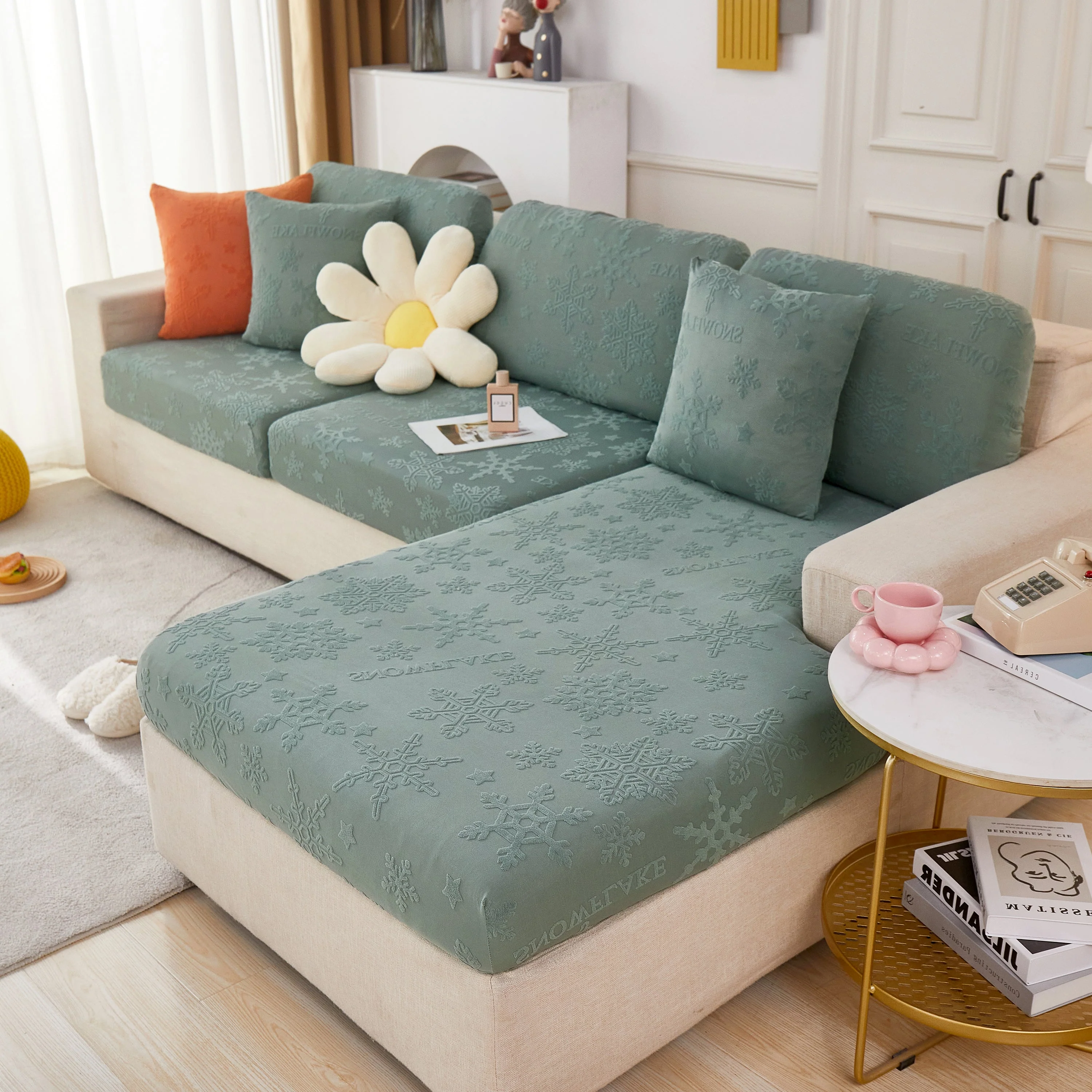 Jacquard Fabric Couch Cushion Covers, Elastic Stretch Sofa Protector for L-Shaped Couches and Pet-Friendly Living Rooms - Image 12