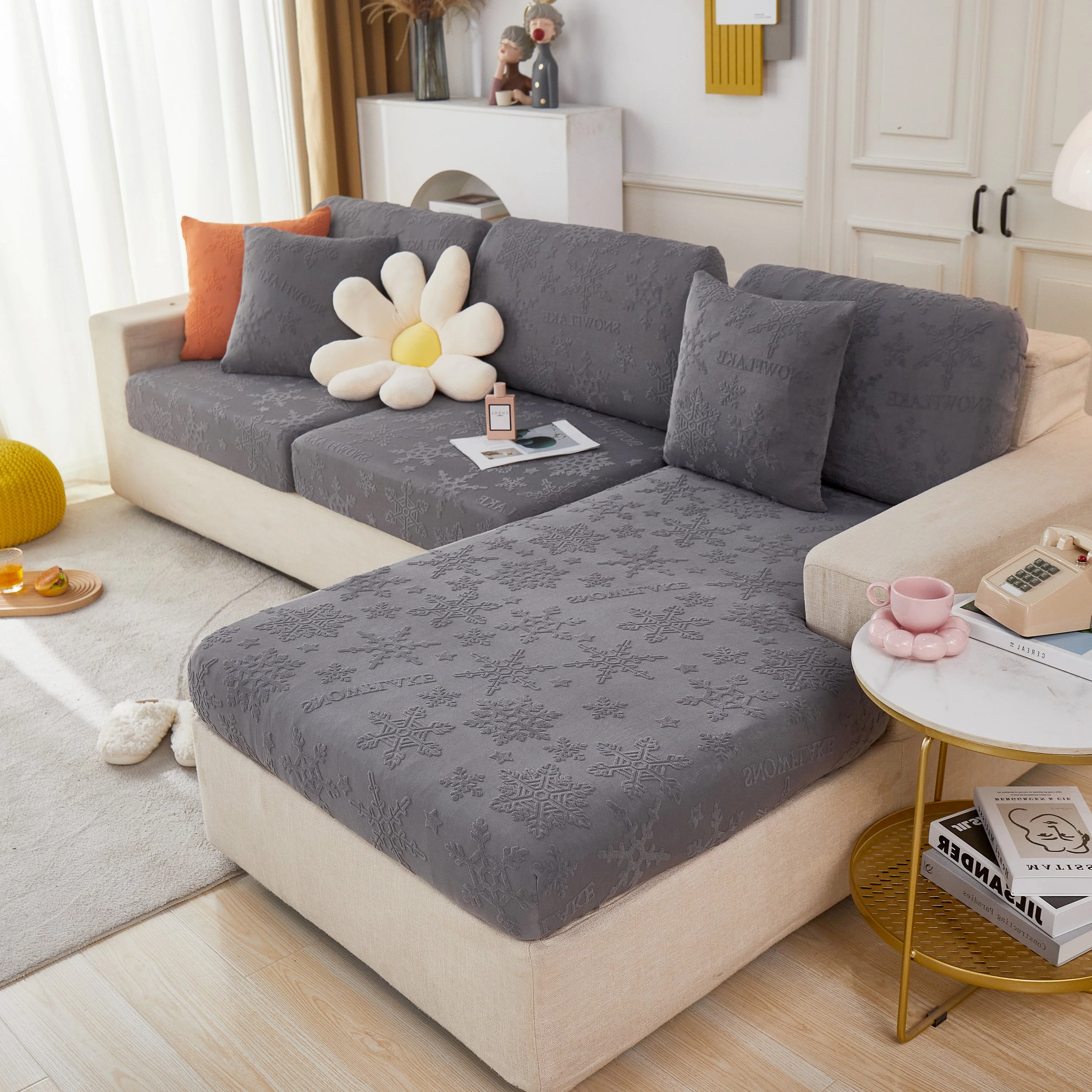 Jacquard Fabric Couch Cushion Covers, Elastic Stretch Sofa Protector for L-Shaped Couches and Pet-Friendly Living Rooms - Image 13