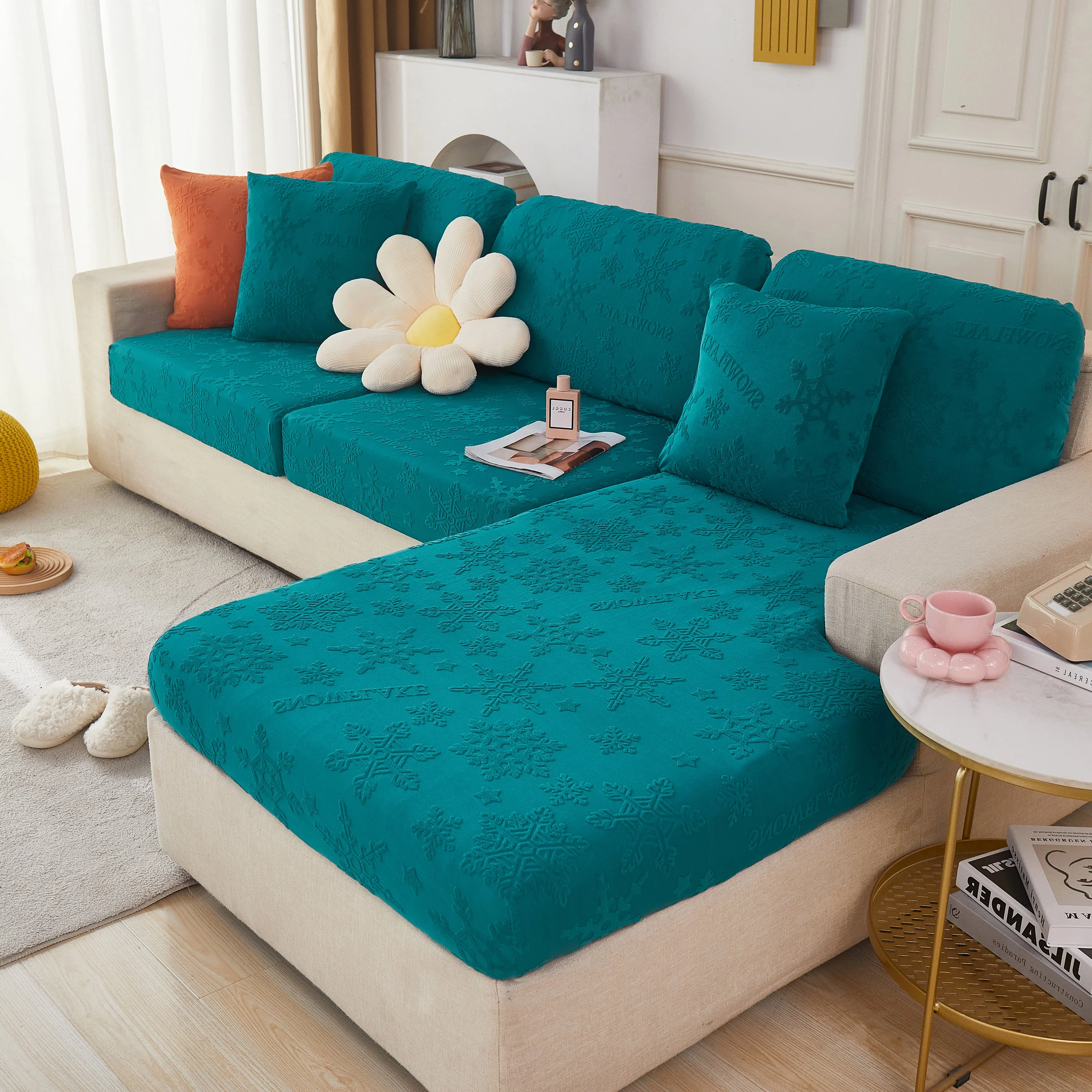Jacquard Fabric Couch Cushion Covers, Elastic Stretch Sofa Protector for L-Shaped Couches and Pet-Friendly Living Rooms - Image 14