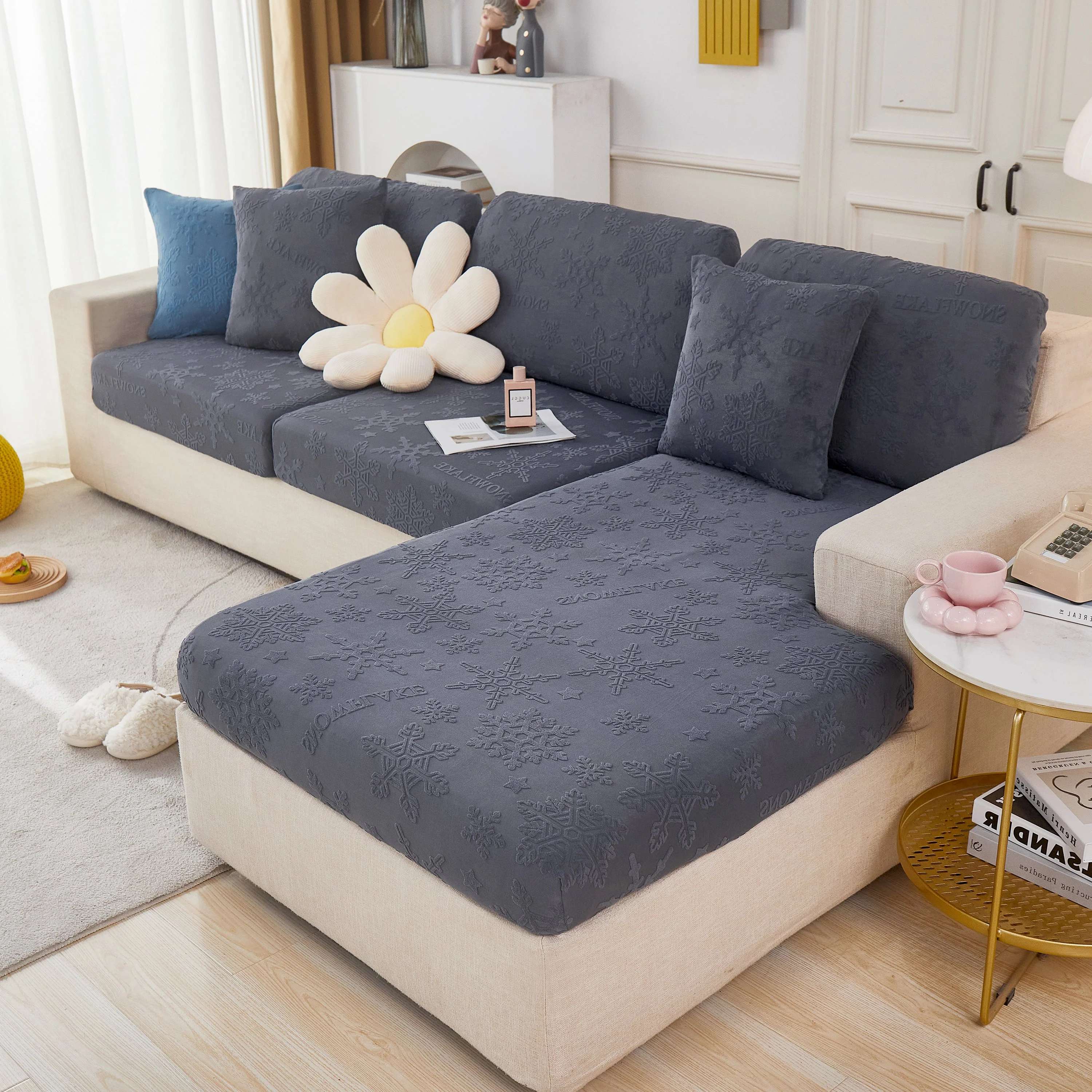 Jacquard Fabric Couch Cushion Covers, Elastic Stretch Sofa Protector for L-Shaped Couches and Pet-Friendly Living Rooms - Image 15