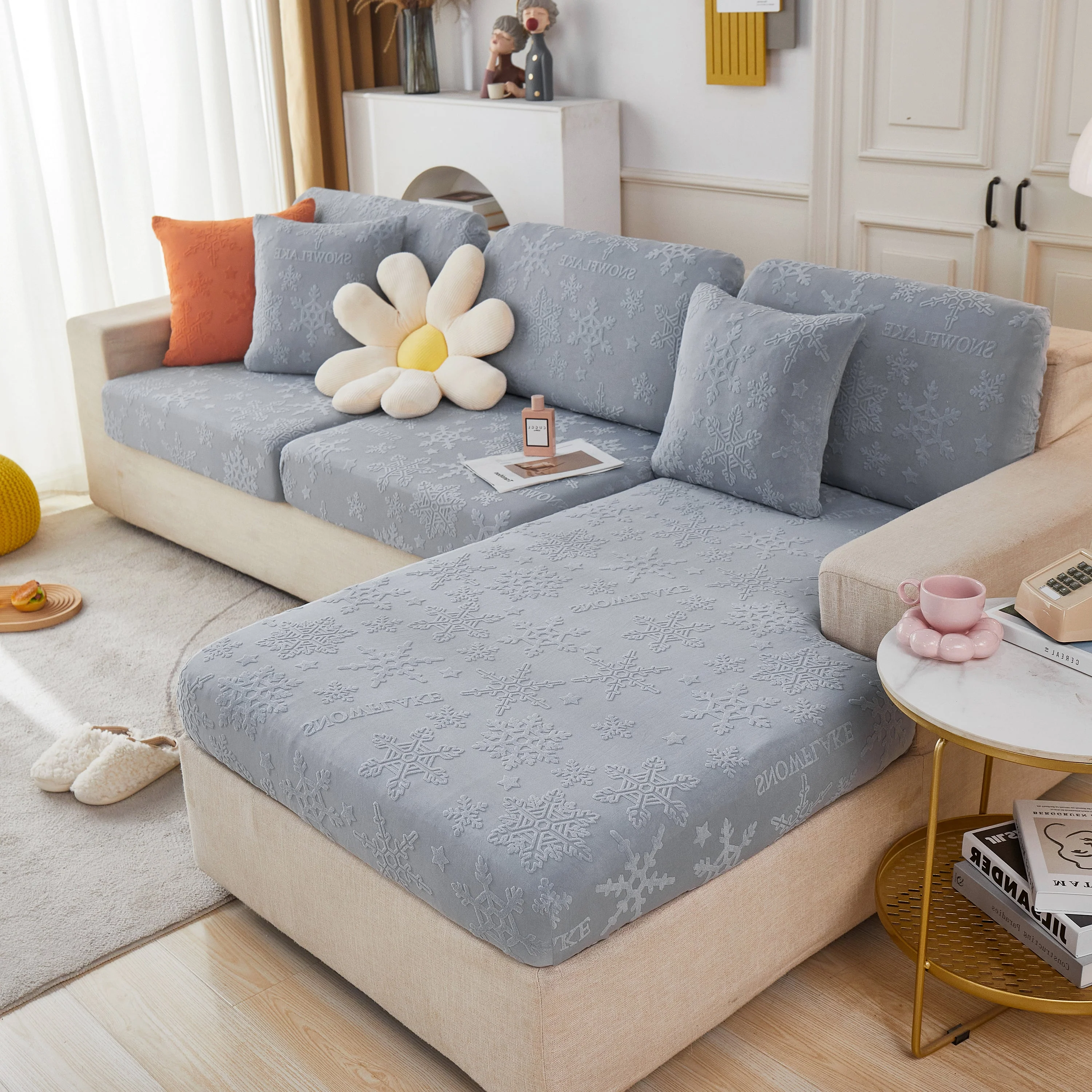 Jacquard Fabric Couch Cushion Covers, Elastic Stretch Sofa Protector for L-Shaped Couches and Pet-Friendly Living Rooms - Image 9