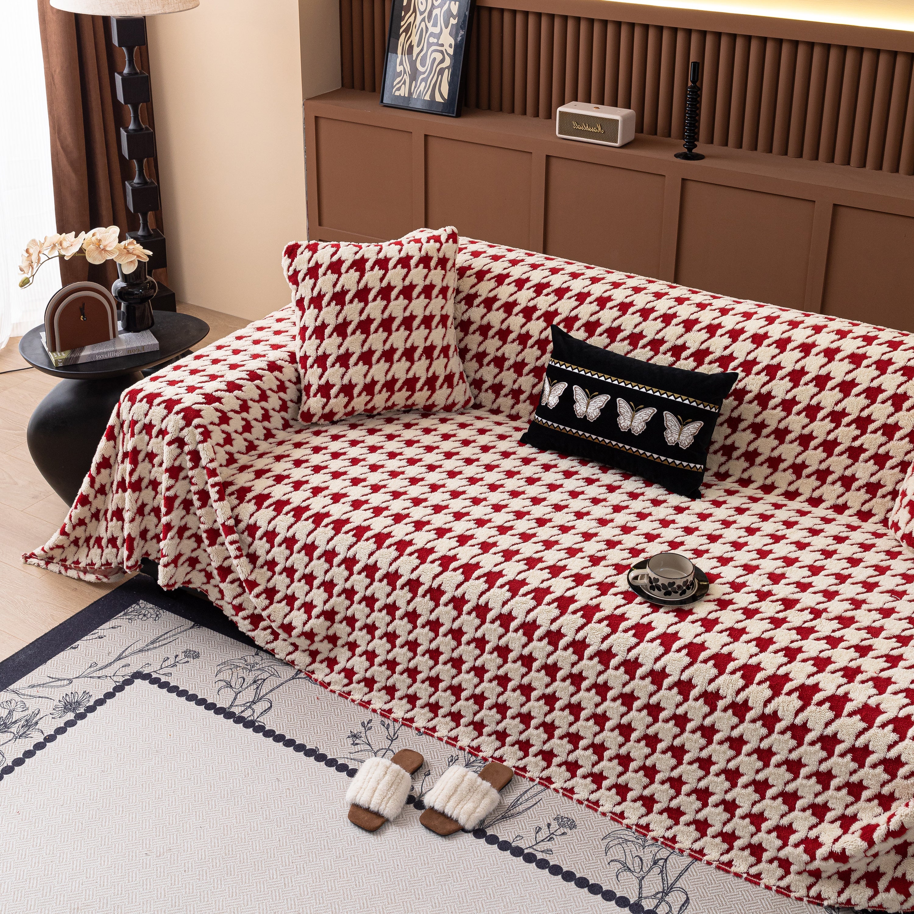 Jacquard Fleece Houndstooth Warm Cozy Couch Cover Blanket Decorative Throws for Sofas - Image 17