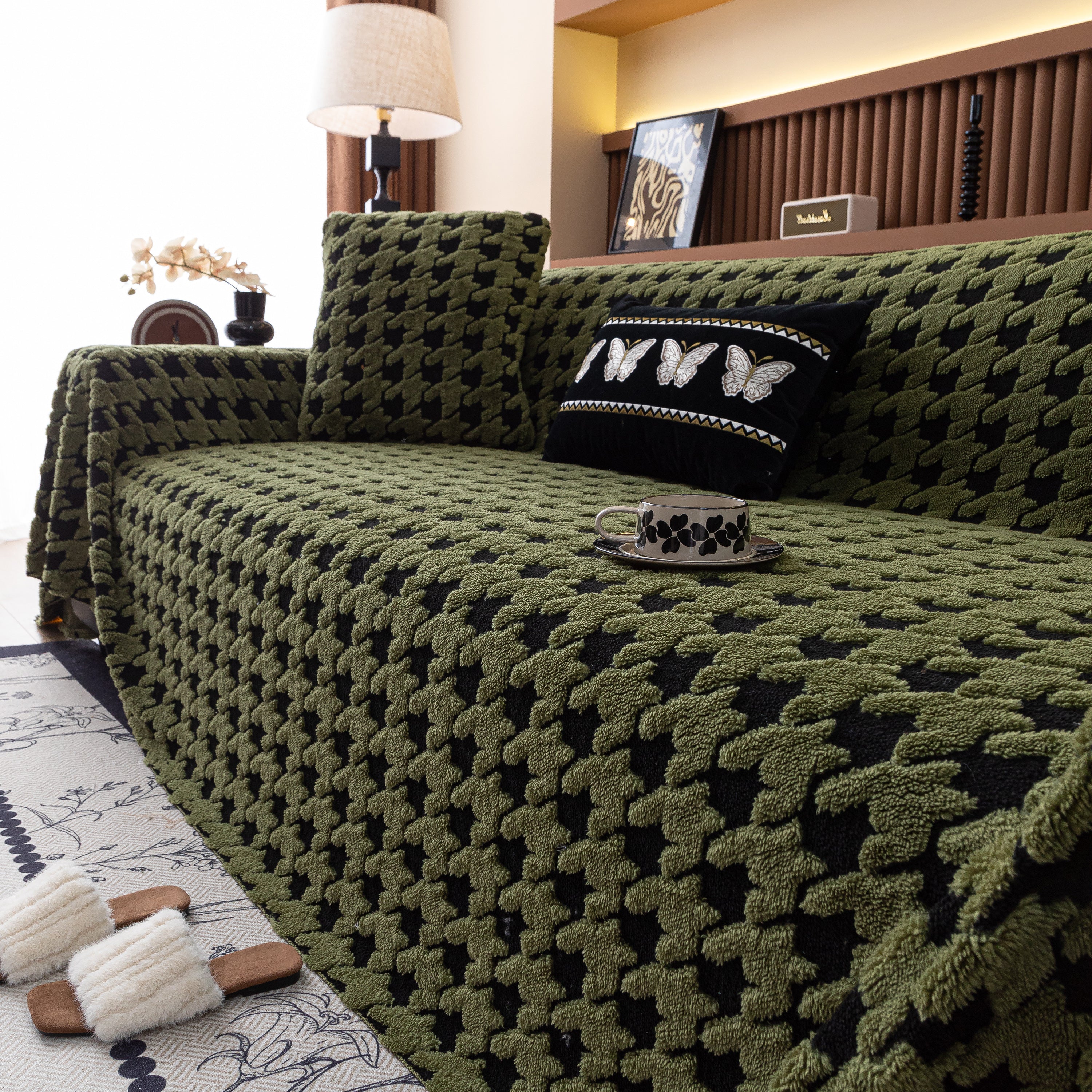 Jacquard Fleece Houndstooth Warm Cozy Couch Cover Blanket Decorative Throws for Sofas - Image 21