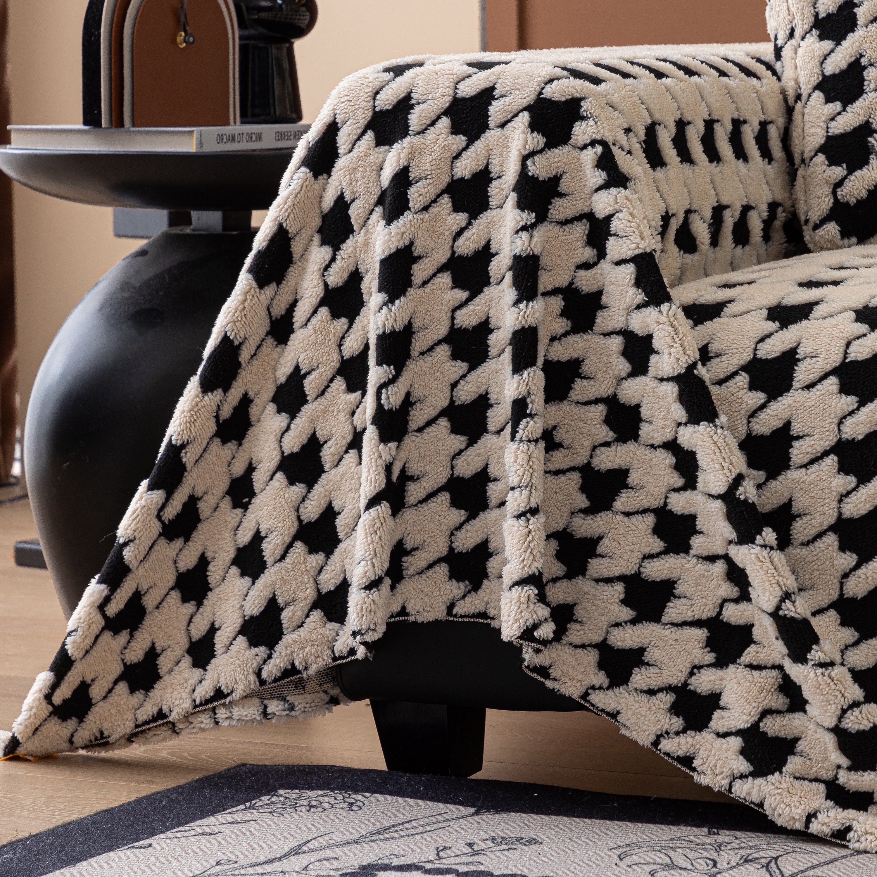 Jacquard Fleece Houndstooth Warm Cozy Couch Cover Blanket Decorative Throws for Sofas - Image 46