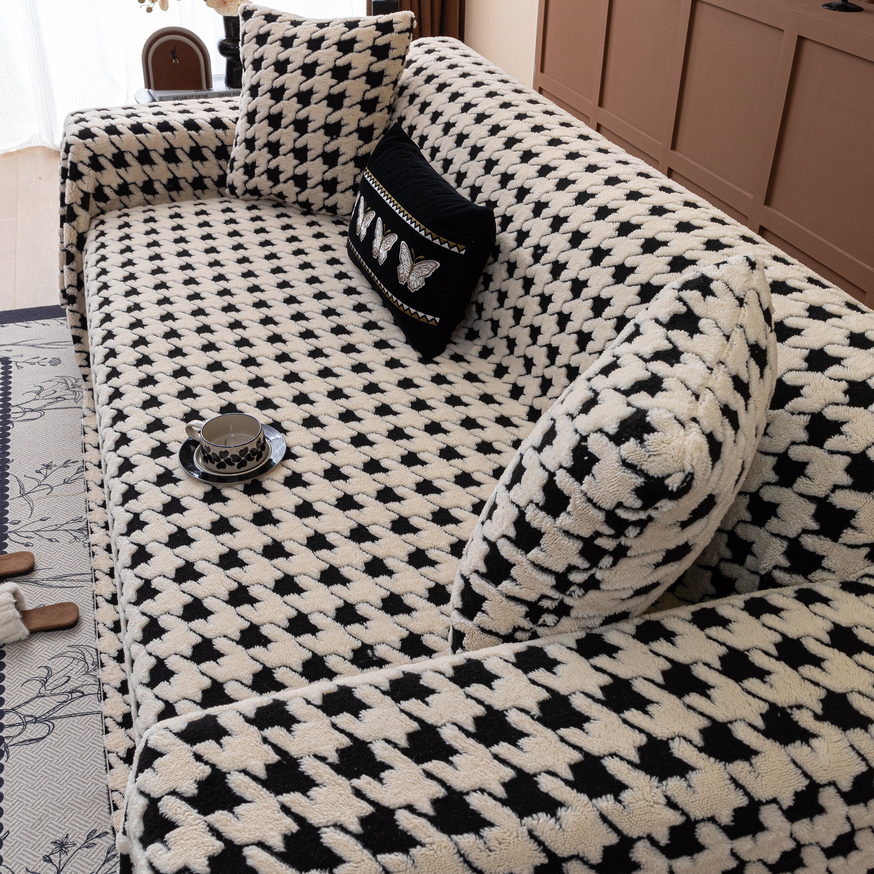 Jacquard Fleece Houndstooth Warm Cozy Couch Cover Blanket Decorative Throws for Sofas - Image 51