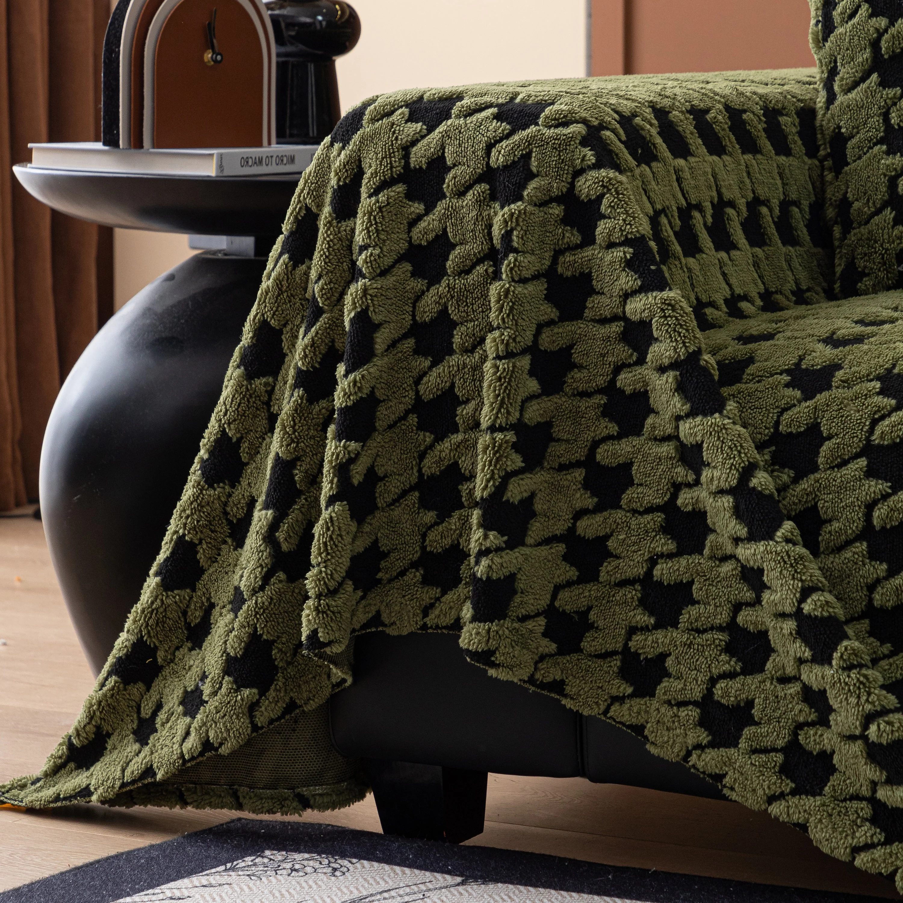 Jacquard Fleece Houndstooth Warm Cozy Couch Cover Blanket Decorative Throws for Sofas - Image 82