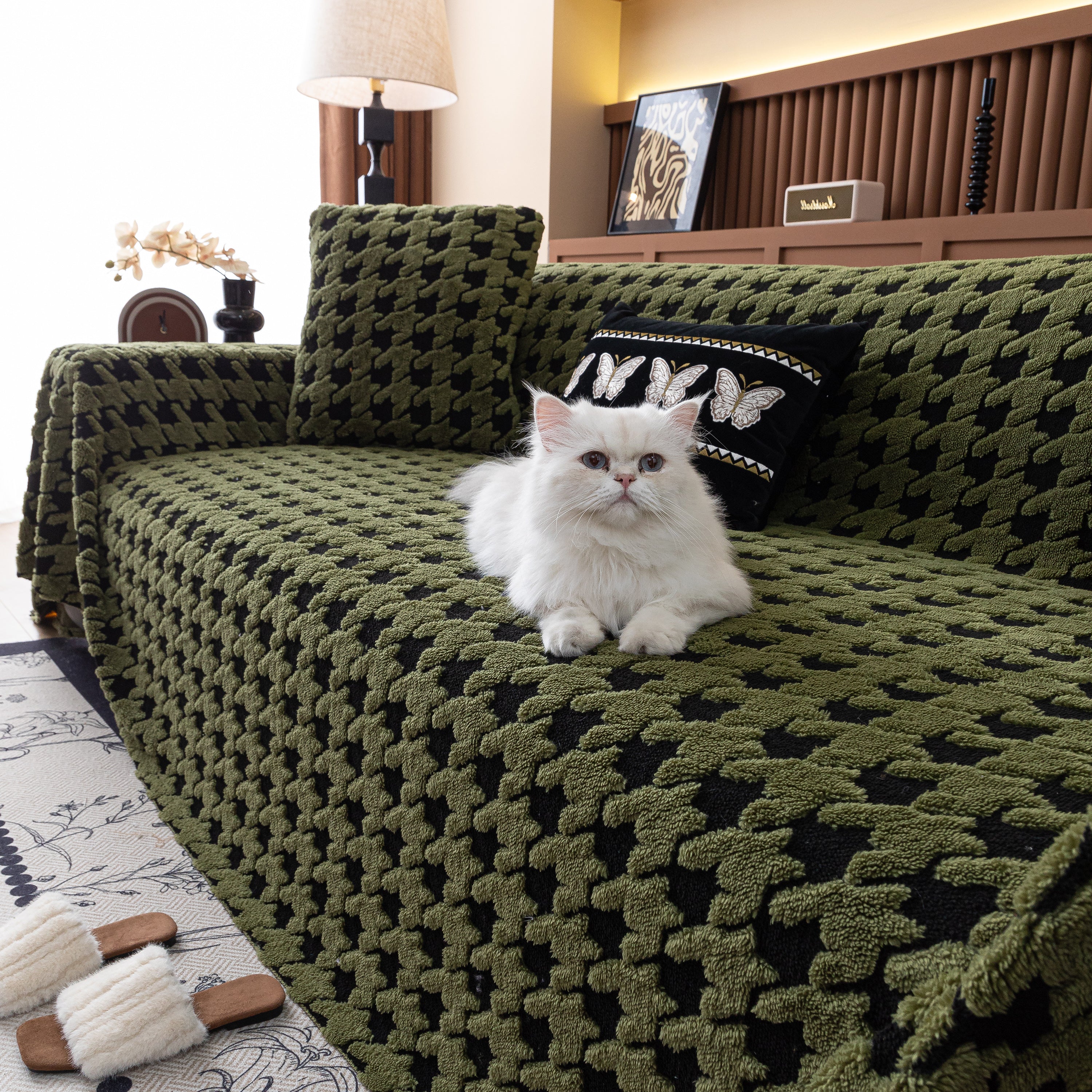 Jacquard Fleece Houndstooth Warm Cozy Couch Cover Blanket Decorative Throws for Sofas - Image 84