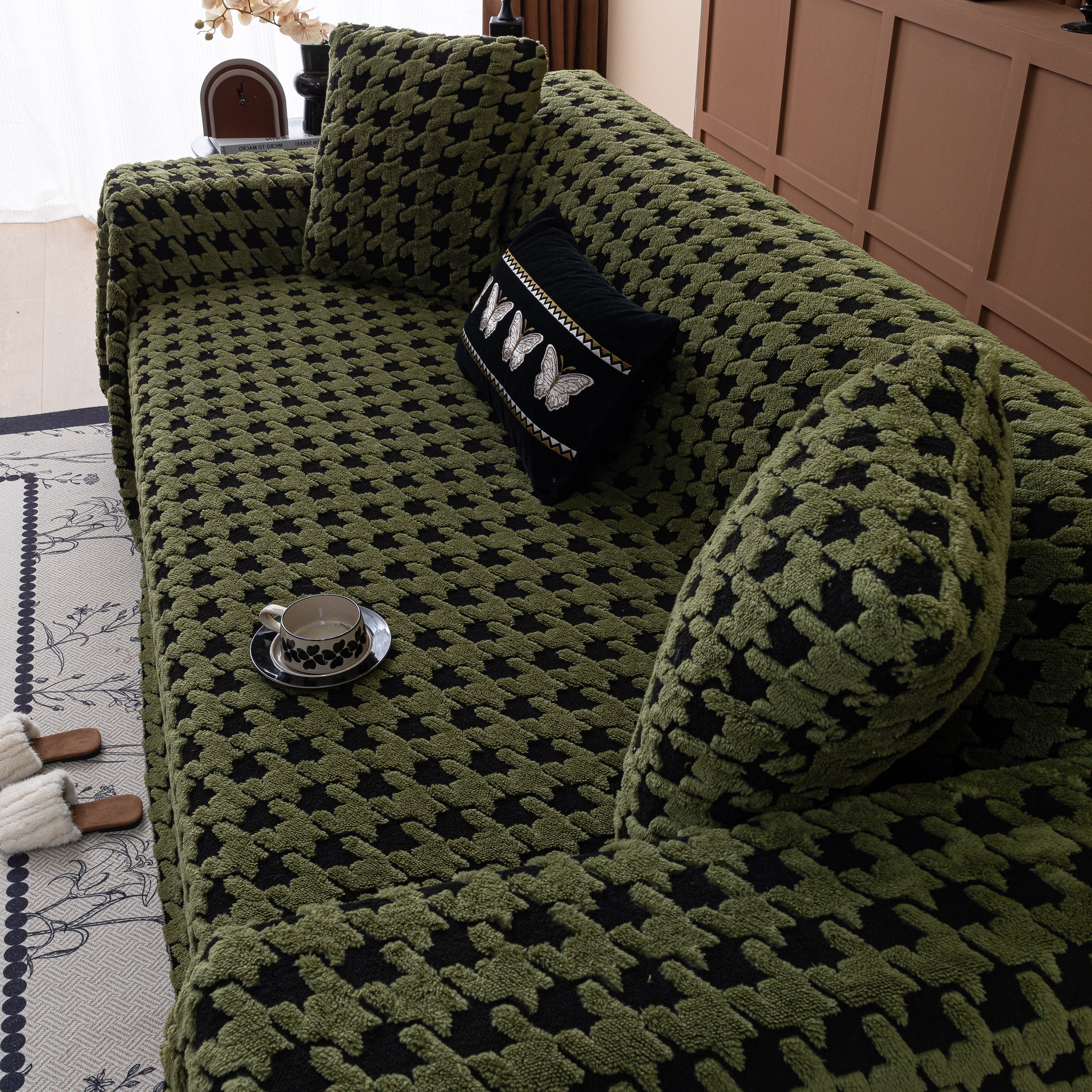 Jacquard Fleece Houndstooth Warm Cozy Couch Cover Blanket Decorative Throws for Sofas - Image 92