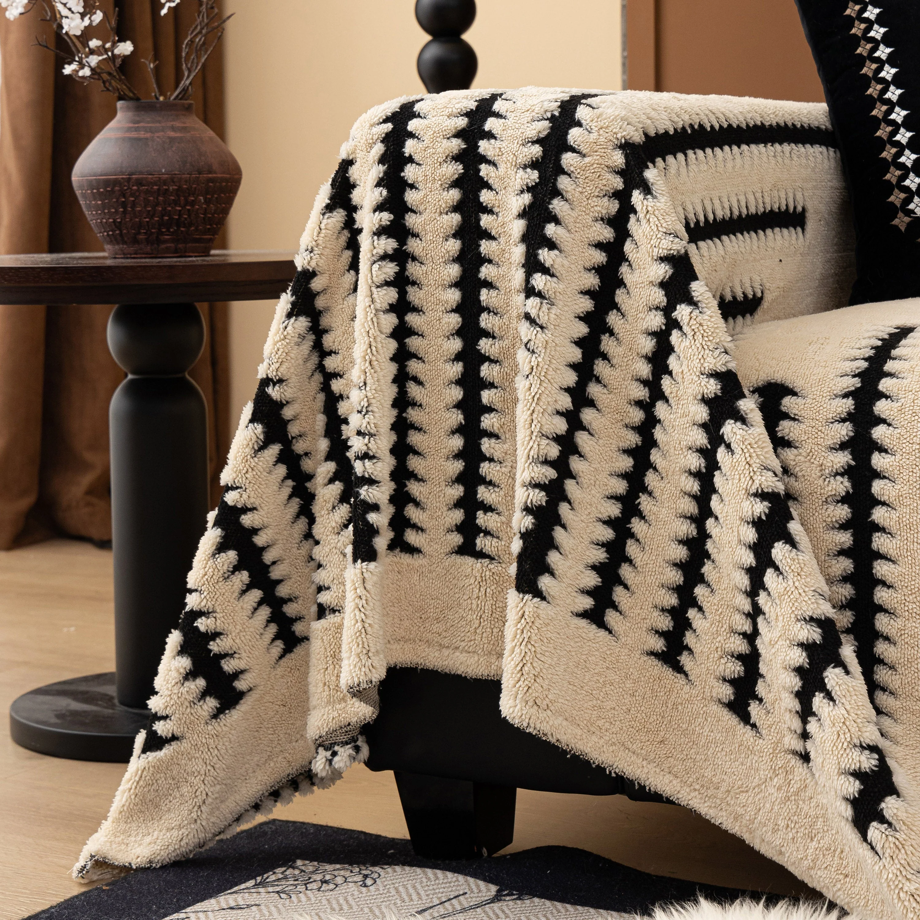 Jacquard Fleece Throw Blanket for Couch Plush Fuzzy Cozy Soft Blankets and Throws for Sofa - Image 103