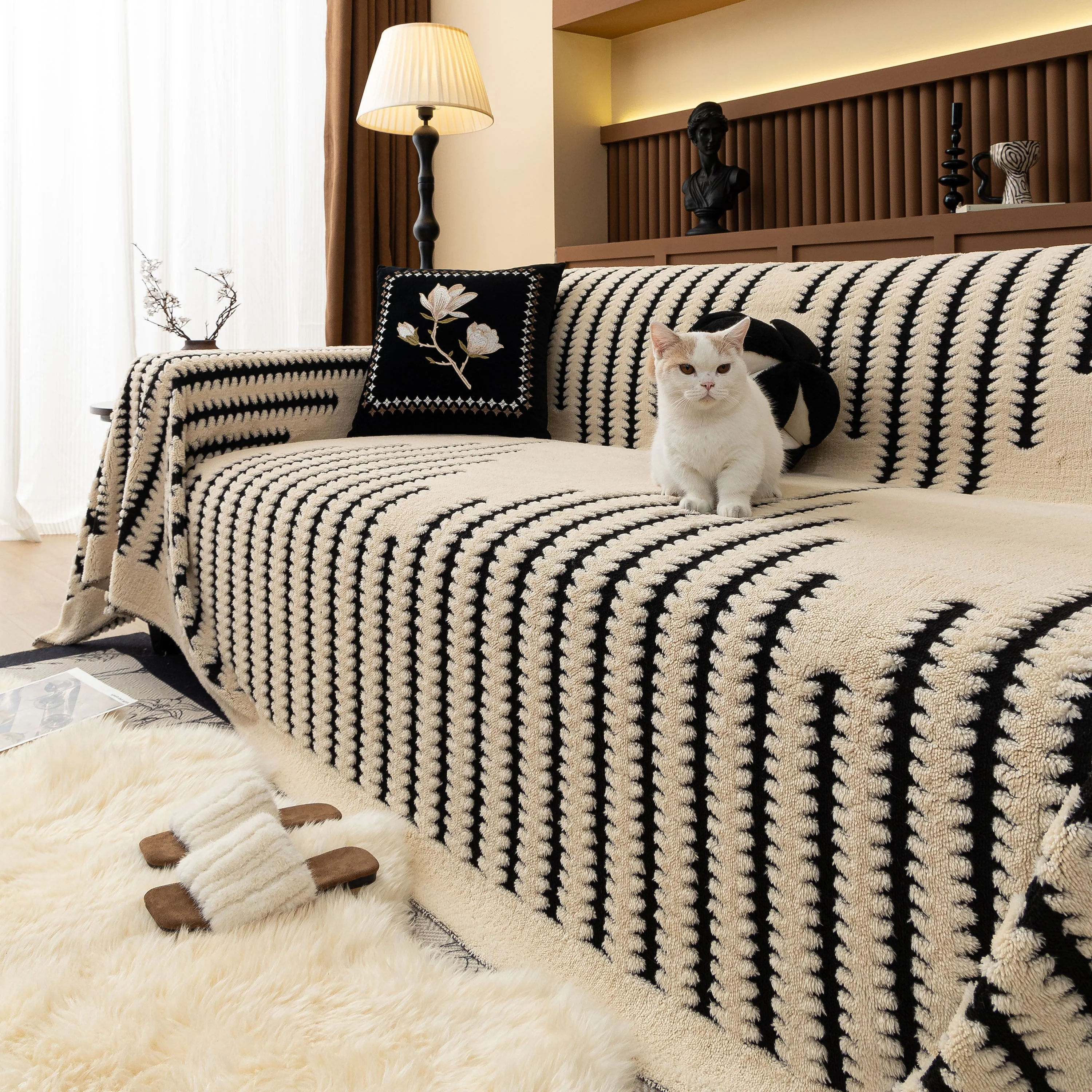 Jacquard Fleece Throw Blanket for Couch Plush Fuzzy Cozy Soft Blankets and Throws for Sofa - Image 106