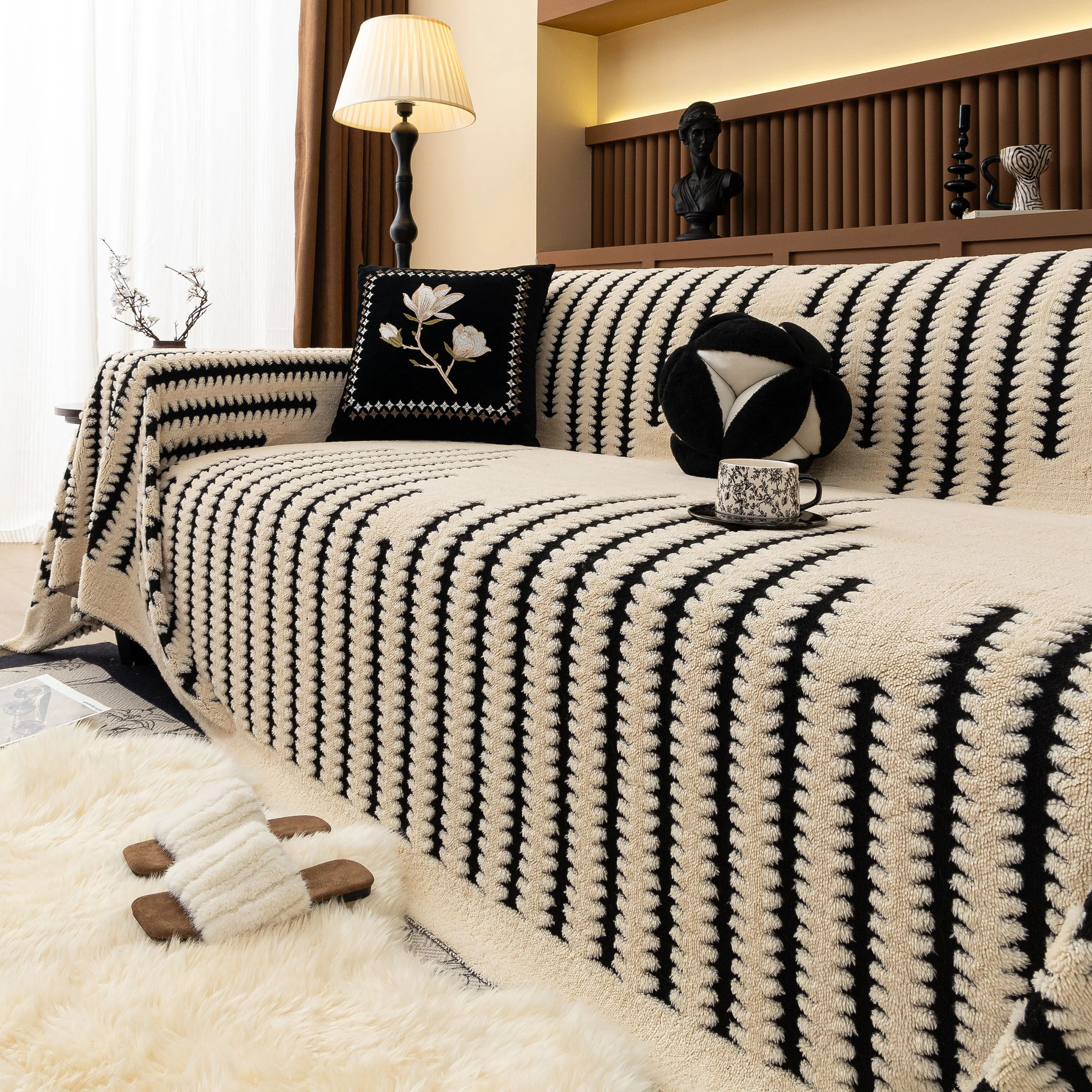 Jacquard Fleece Throw Blanket for Couch Plush Fuzzy Cozy Soft Blankets and Throws for Sofa - Image 107