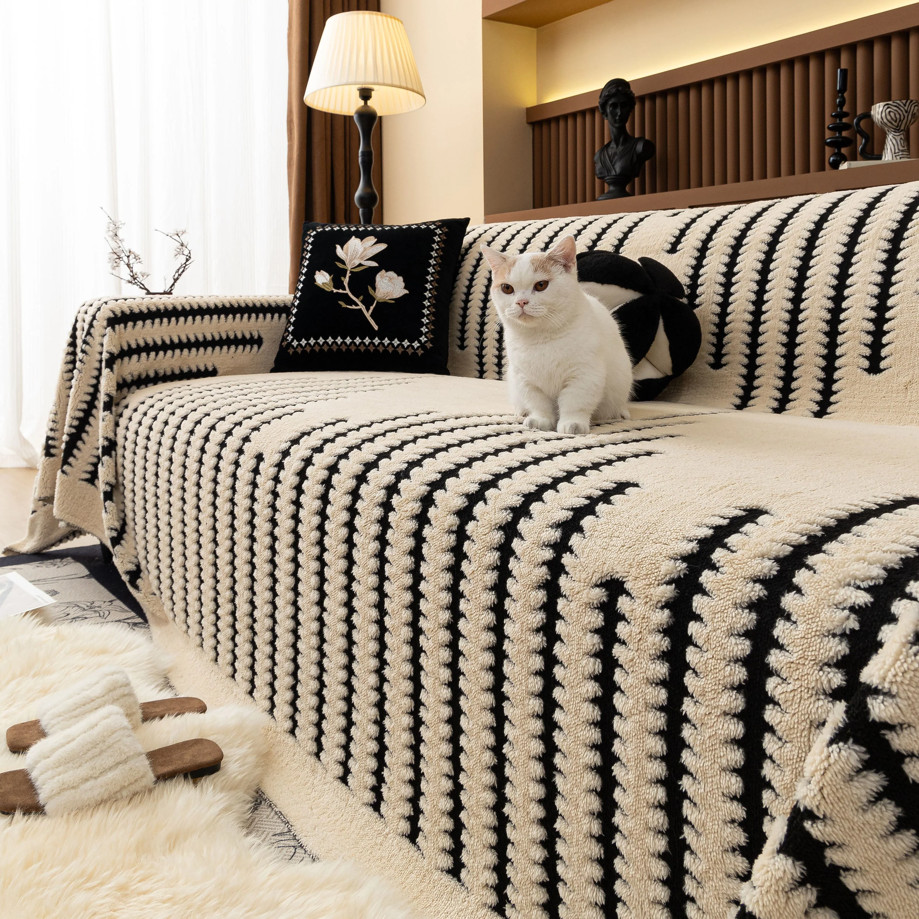 Jacquard Fleece Throw Blanket for Couch Plush Fuzzy Cozy Soft Blankets and Throws for Sofa - Image 109