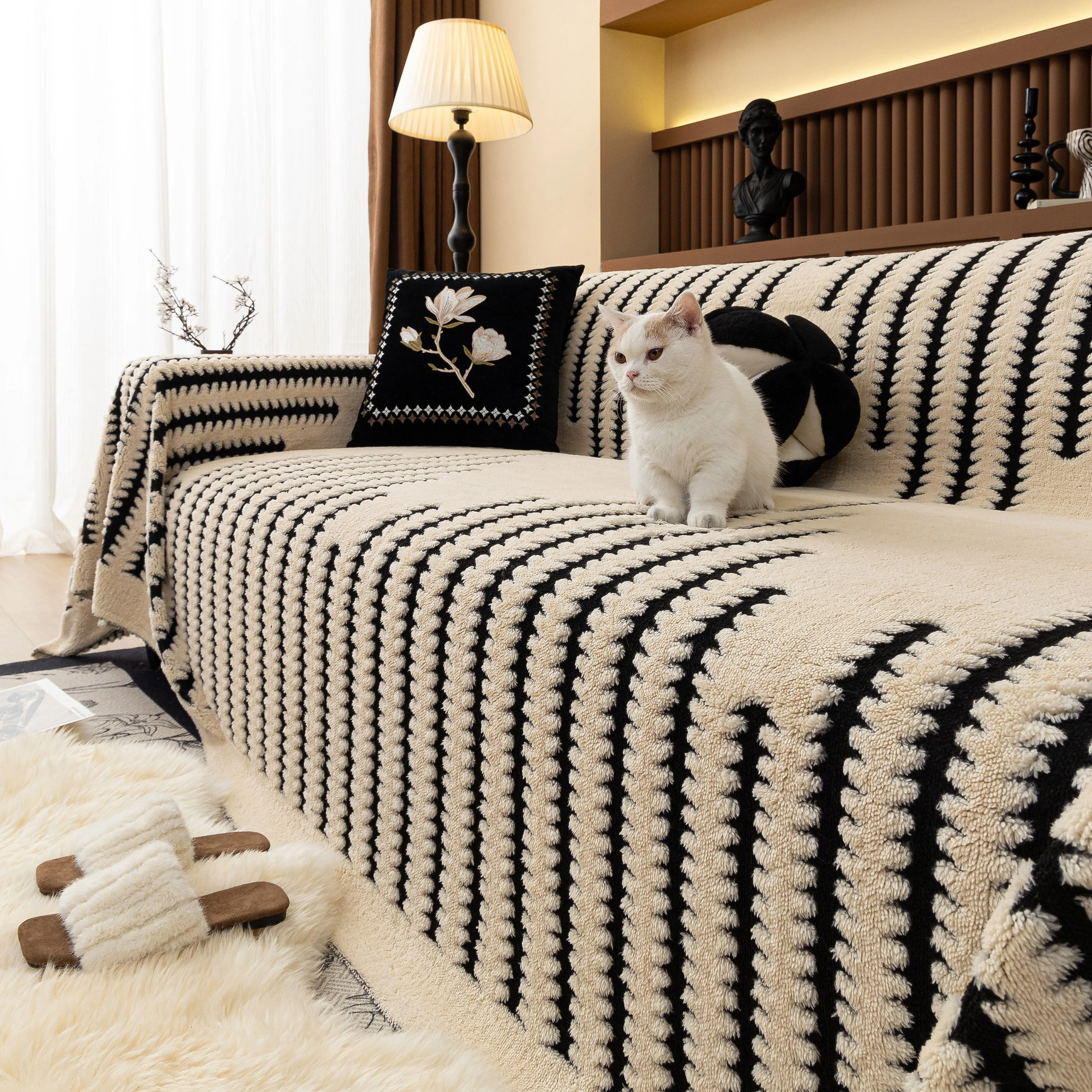 Jacquard Fleece Throw Blanket for Couch Plush Fuzzy Cozy Soft Blankets and Throws for Sofa - Image 110