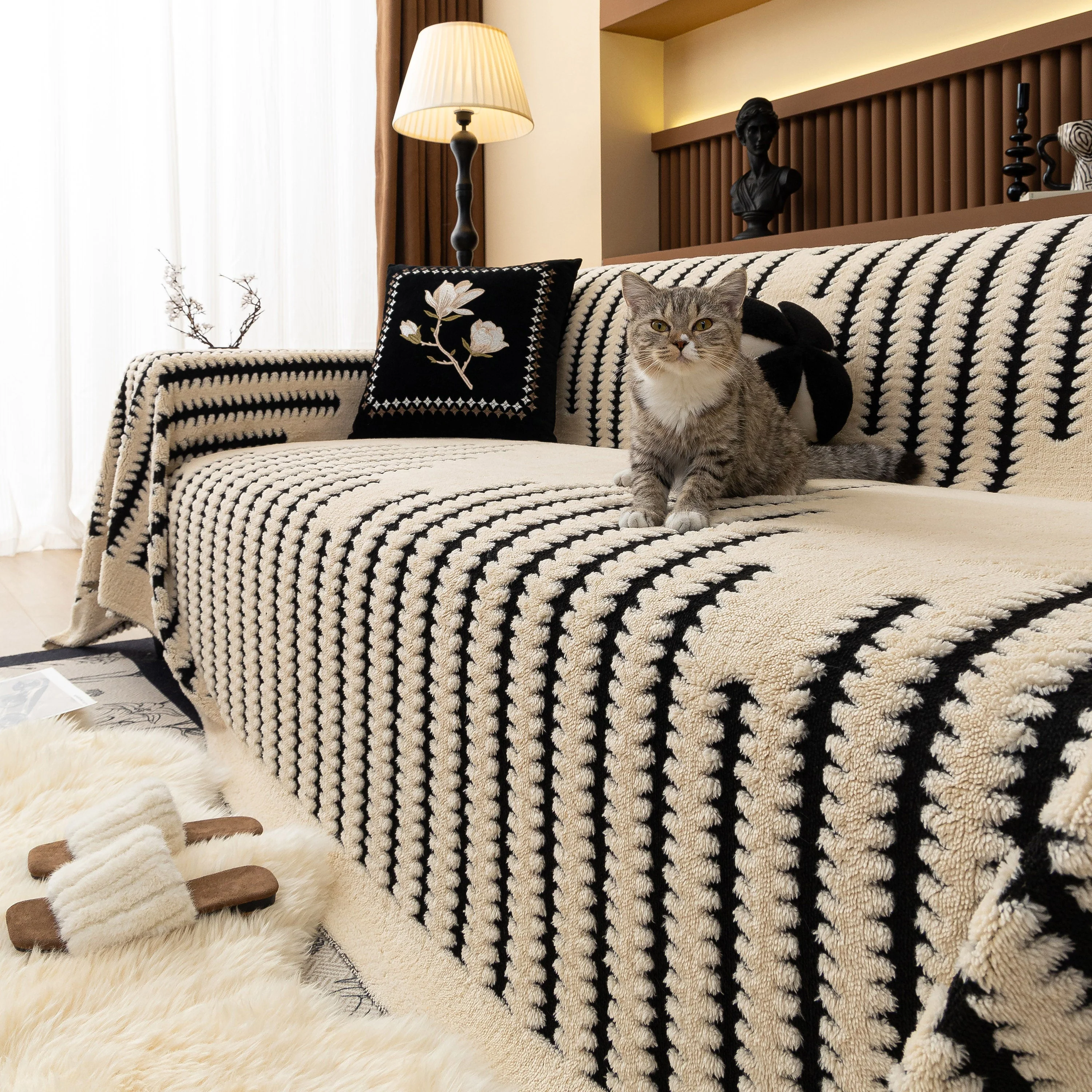Jacquard Fleece Throw Blanket for Couch Plush Fuzzy Cozy Soft Blankets and Throws for Sofa - Image 111