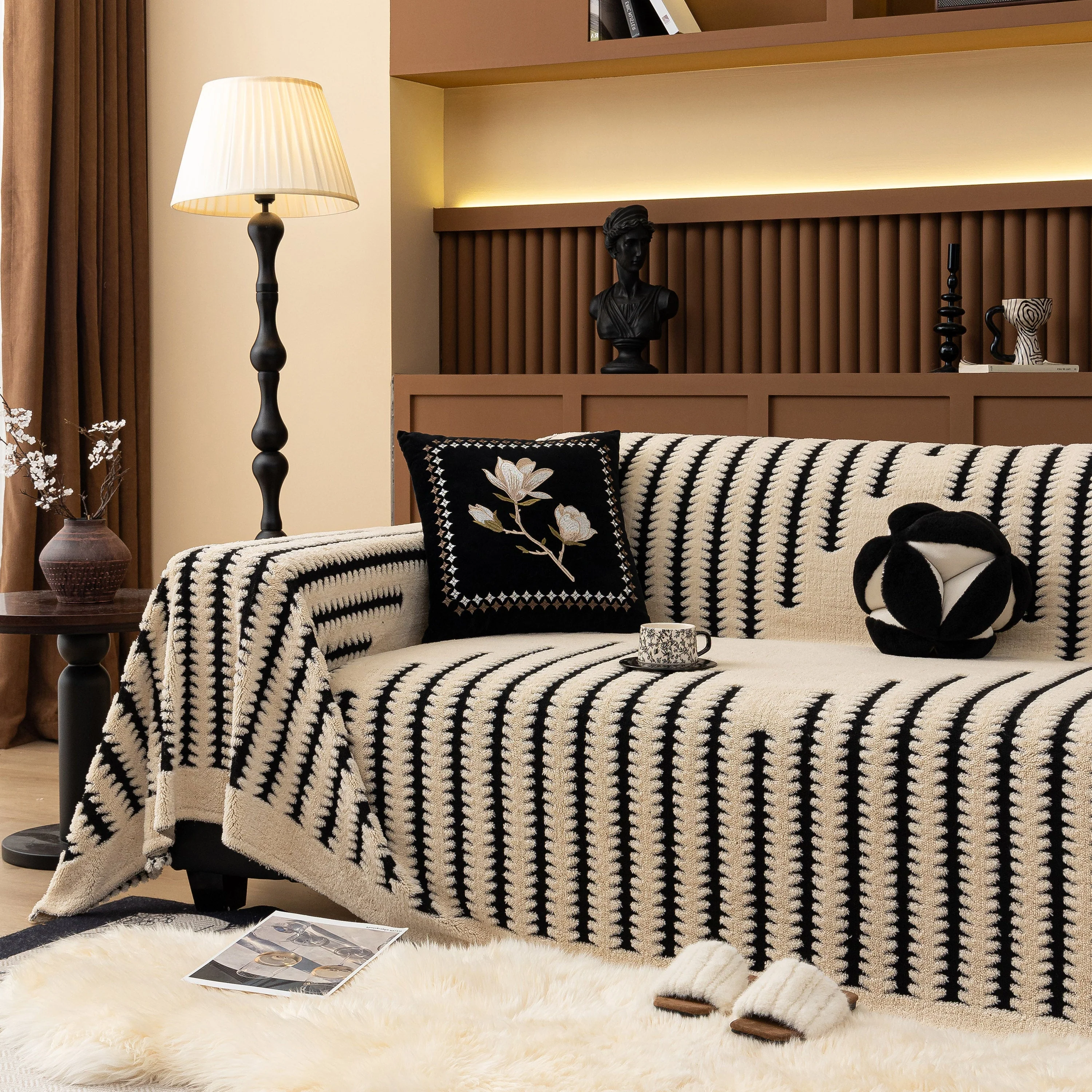 Jacquard Fleece Throw Blanket for Couch Plush Fuzzy Cozy Soft Blankets and Throws for Sofa - Image 115