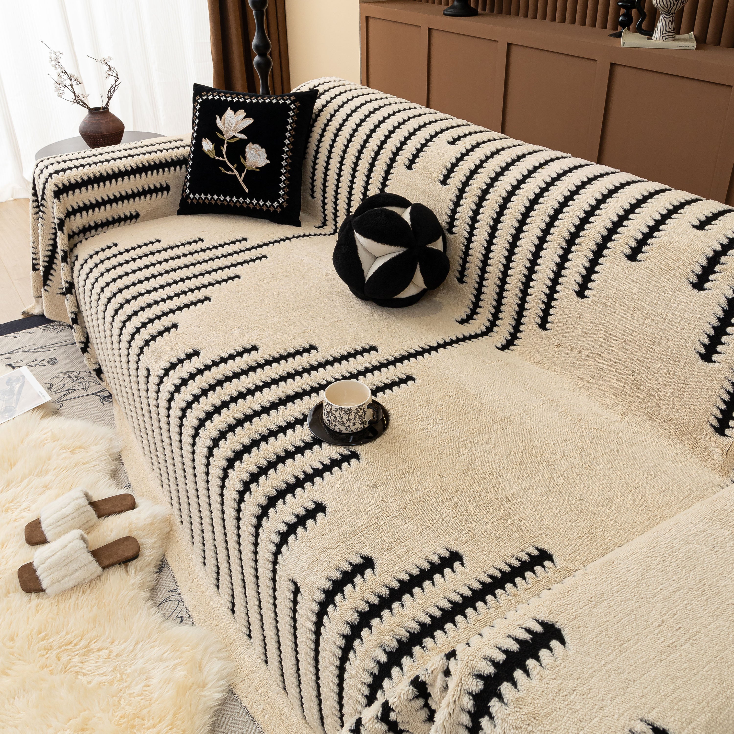 Jacquard Fleece Throw Blanket for Couch Plush Fuzzy Cozy Soft Blankets and Throws for Sofa - Image 117