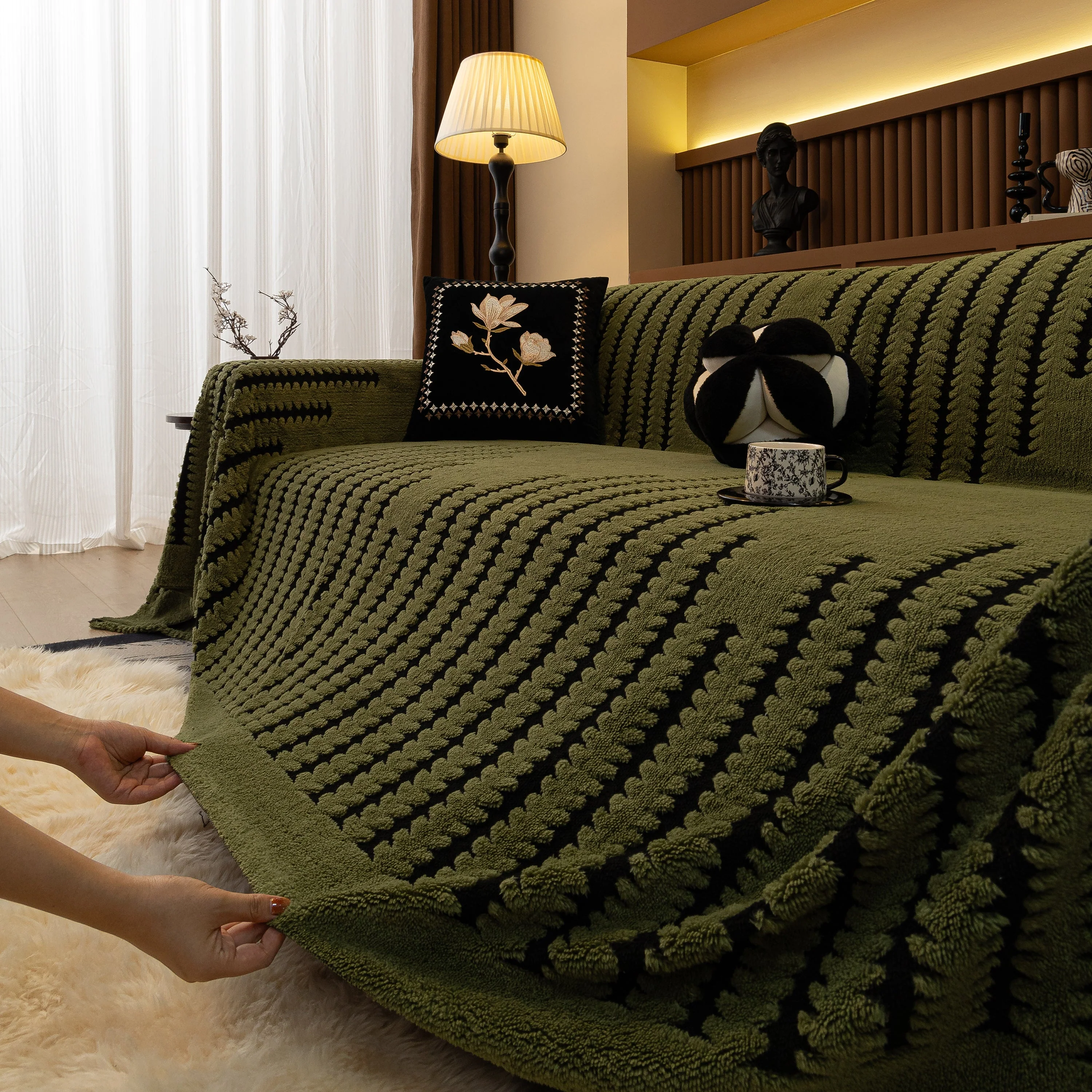 Jacquard Fleece Throw Blanket for Couch Plush Fuzzy Cozy Soft Blankets and Throws for Sofa - Image 29