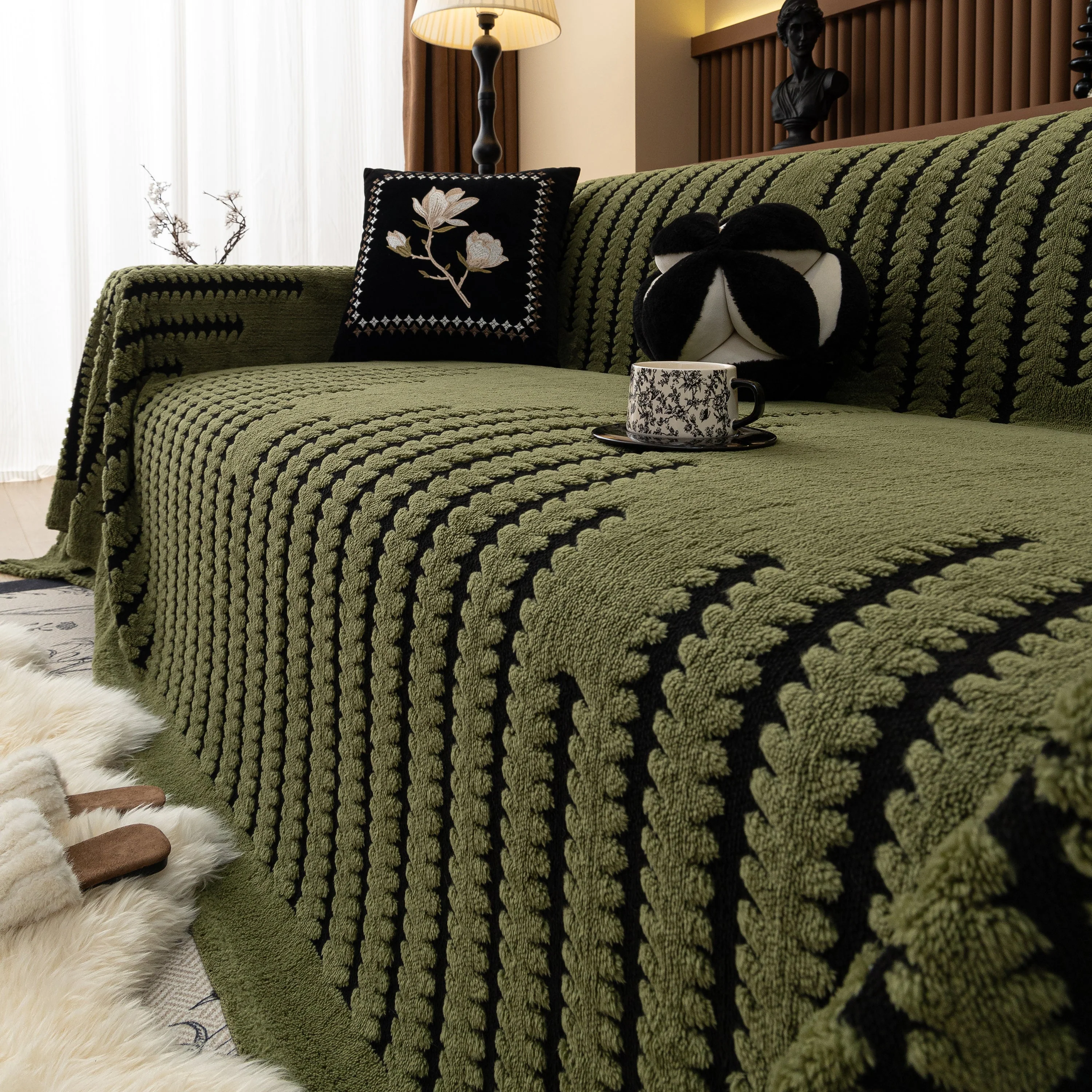Jacquard Fleece Throw Blanket for Couch Plush Fuzzy Cozy Soft Blankets and Throws for Sofa - Image 30