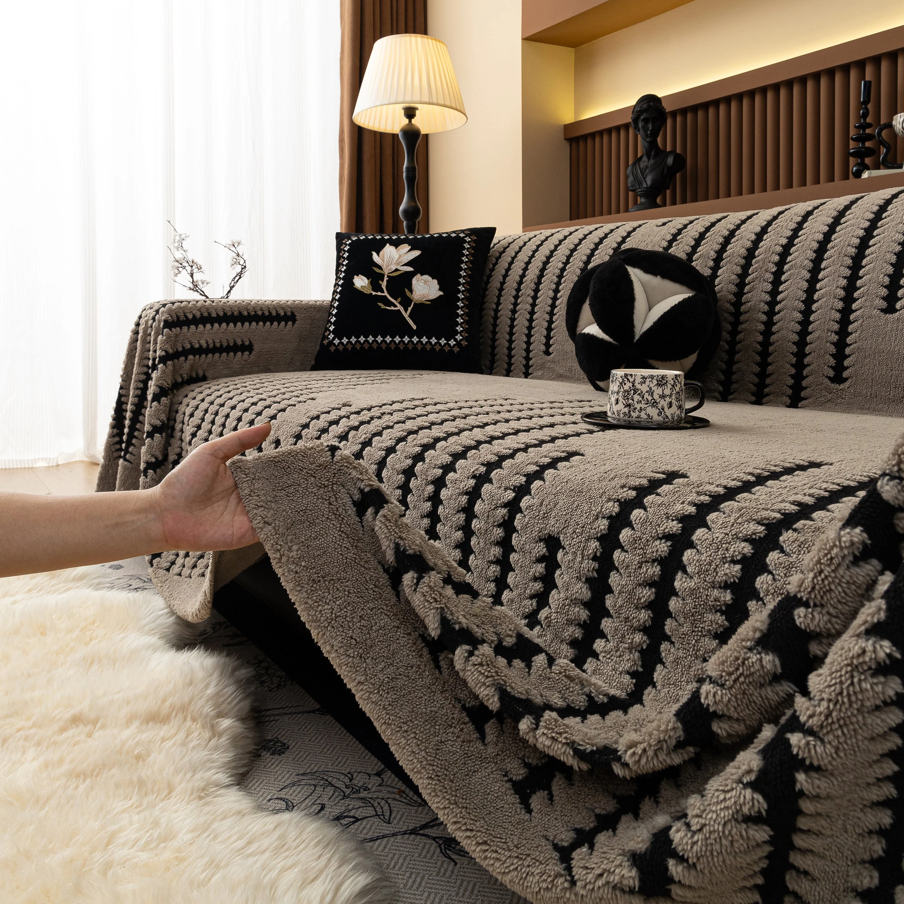 Jacquard Fleece Throw Blanket for Couch Plush Fuzzy Cozy Soft Blankets and Throws for Sofa - Image 46