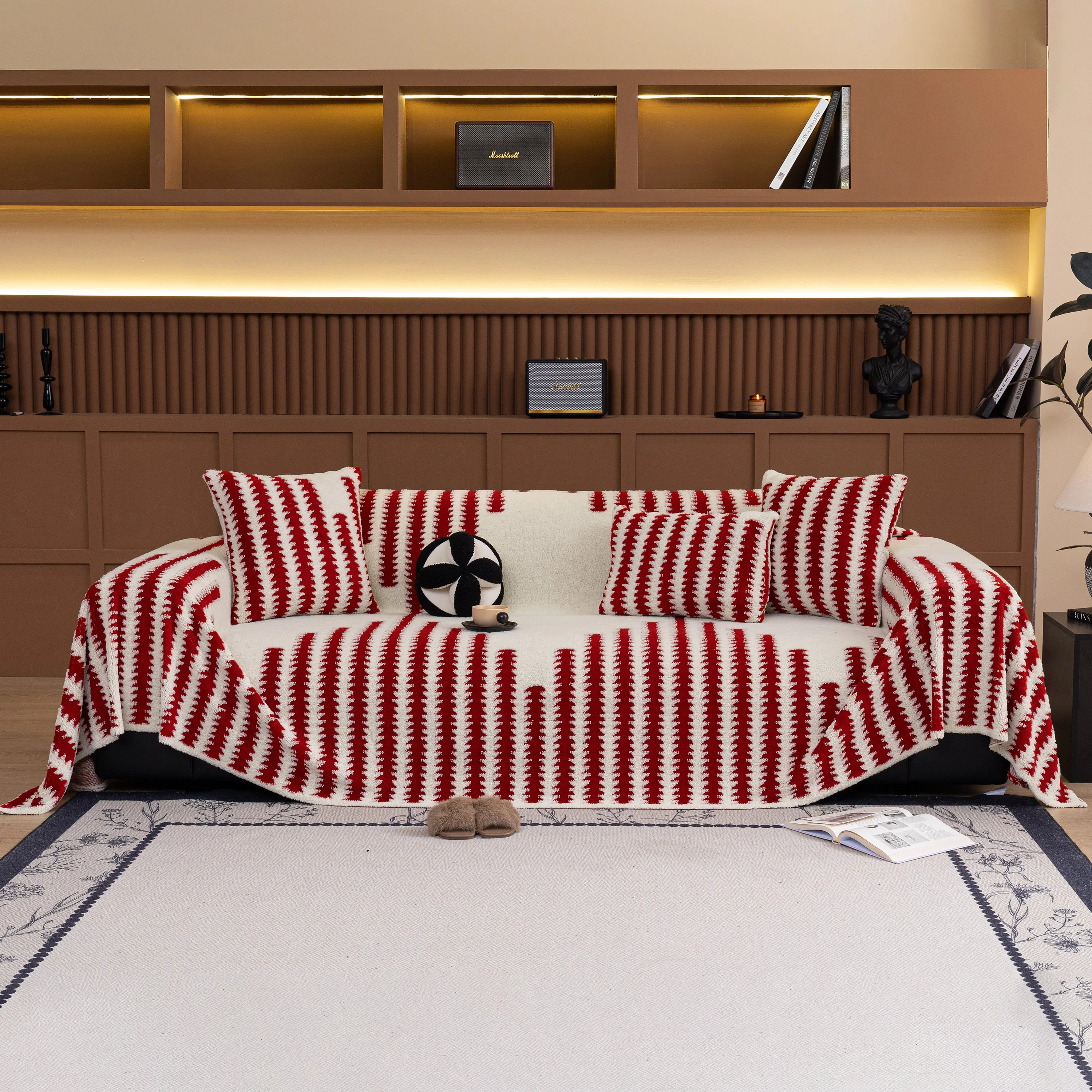 Jacquard Fleece Throw Blanket for Couch Plush Fuzzy Cozy Soft Blankets and Throws for Sofa - Image 49
