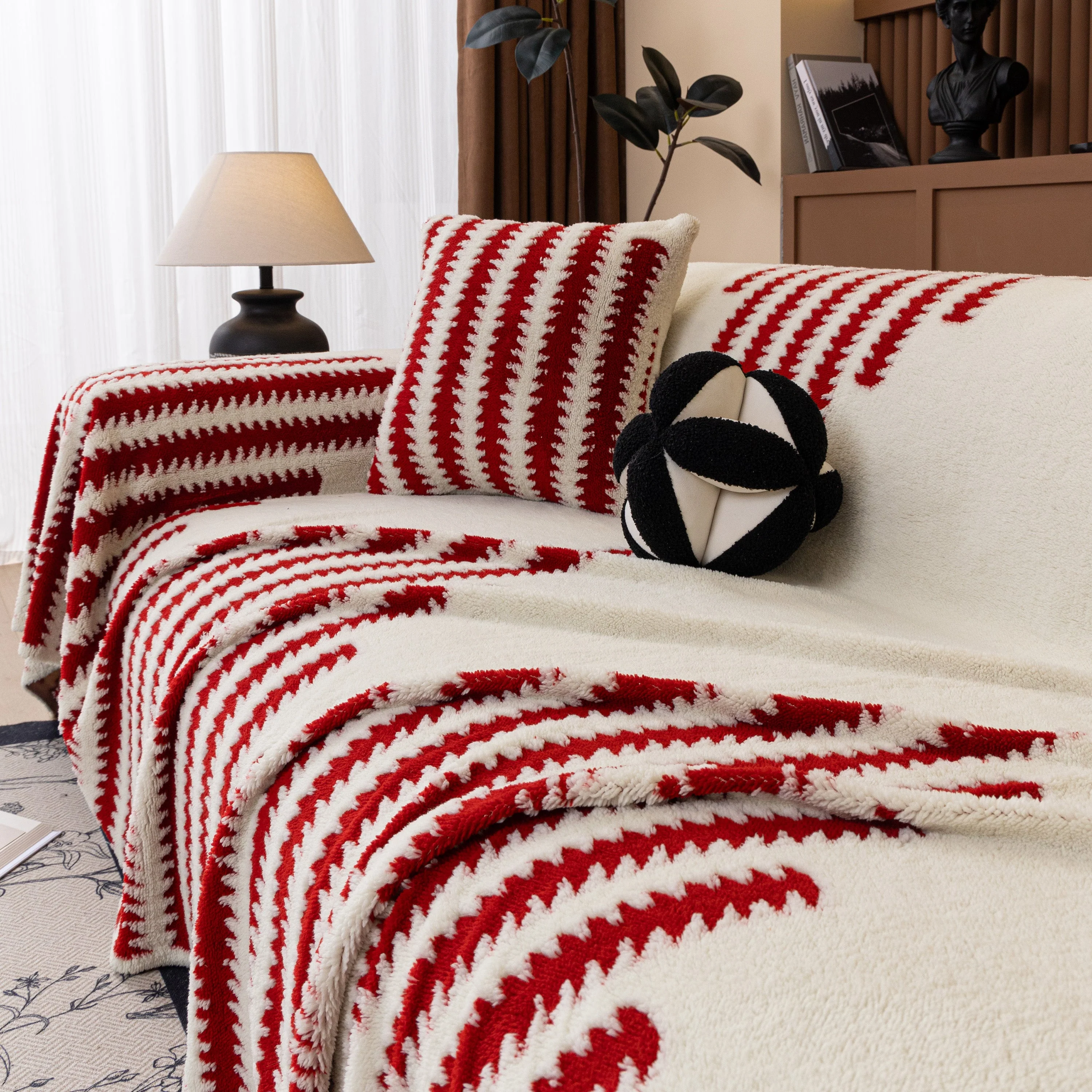 Jacquard Fleece Throw Blanket for Couch Plush Fuzzy Cozy Soft Blankets and Throws for Sofa - Image 60