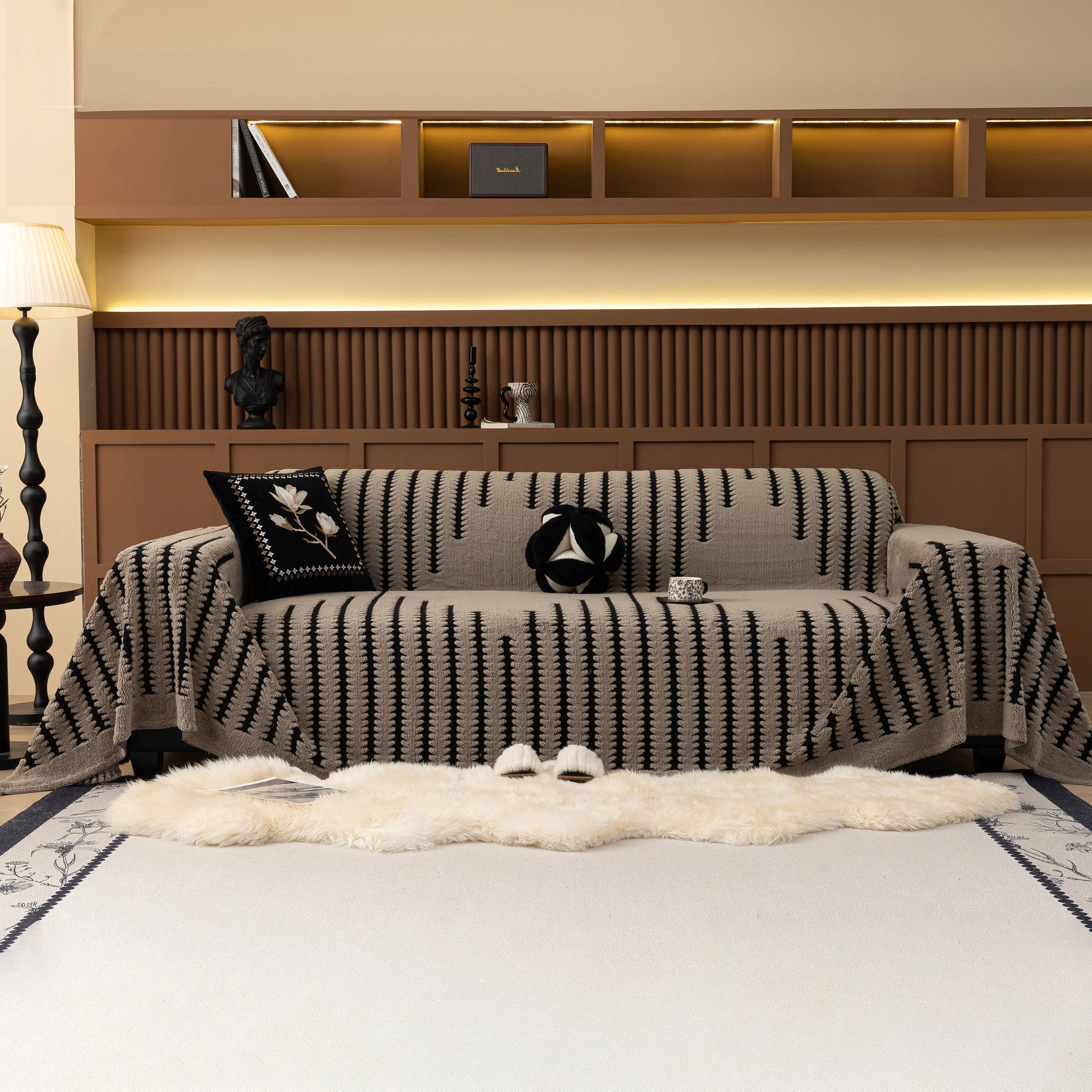 Jacquard Fleece Throw Blanket for Couch Plush Fuzzy Cozy Soft Blankets and Throws for Sofa - Image 74