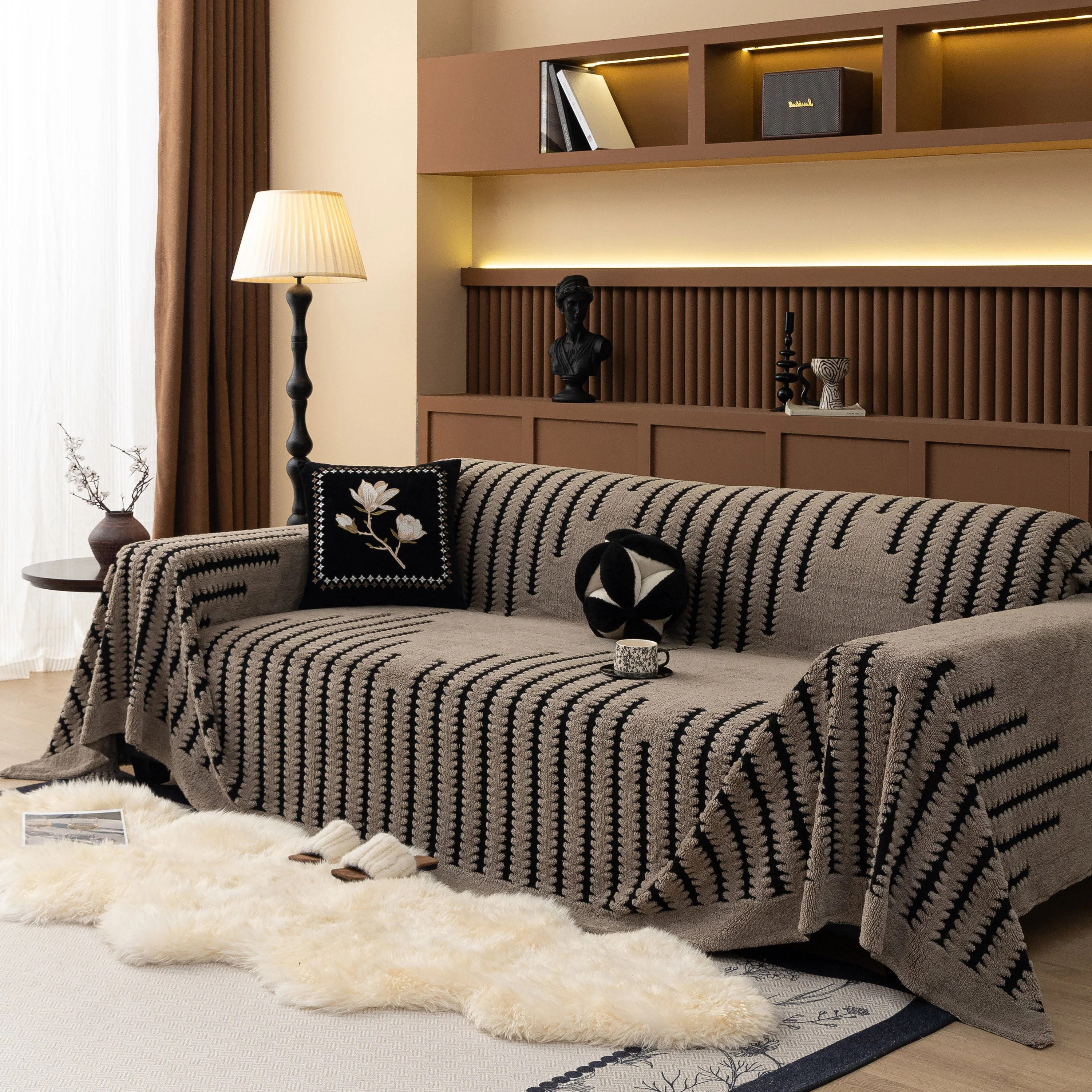 Jacquard Fleece Throw Blanket for Couch Plush Fuzzy Cozy Soft Blankets and Throws for Sofa - Image 75