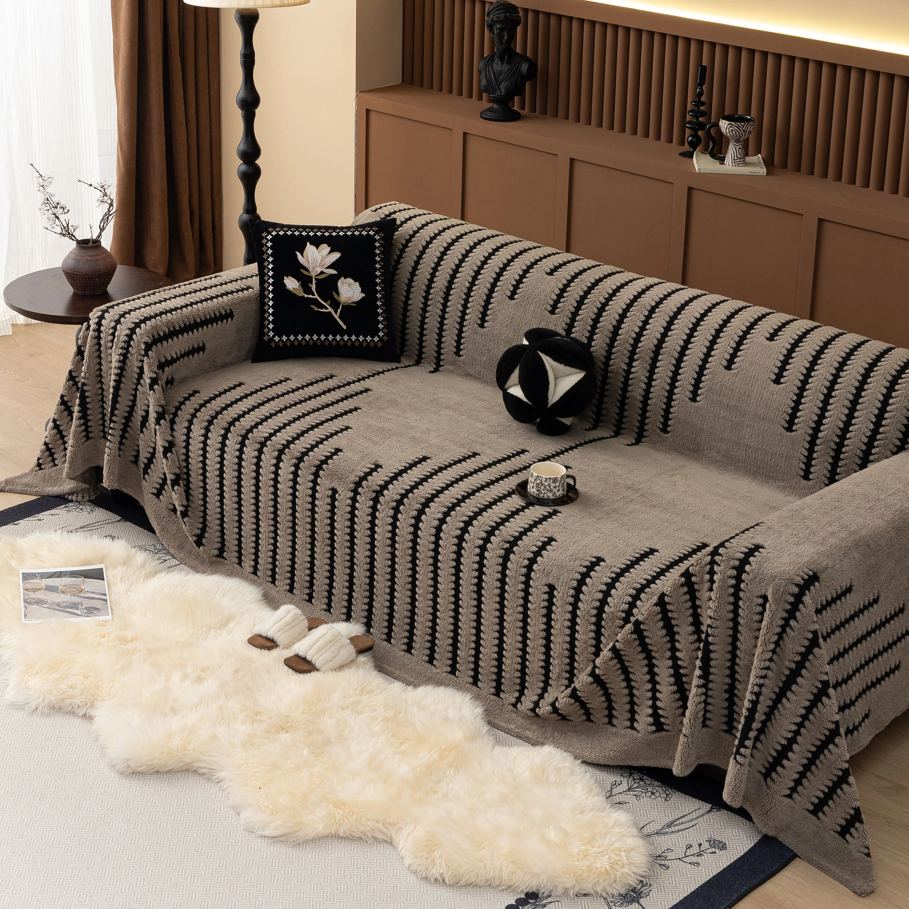 Jacquard Fleece Throw Blanket for Couch Plush Fuzzy Cozy Soft Blankets and Throws for Sofa - Image 76