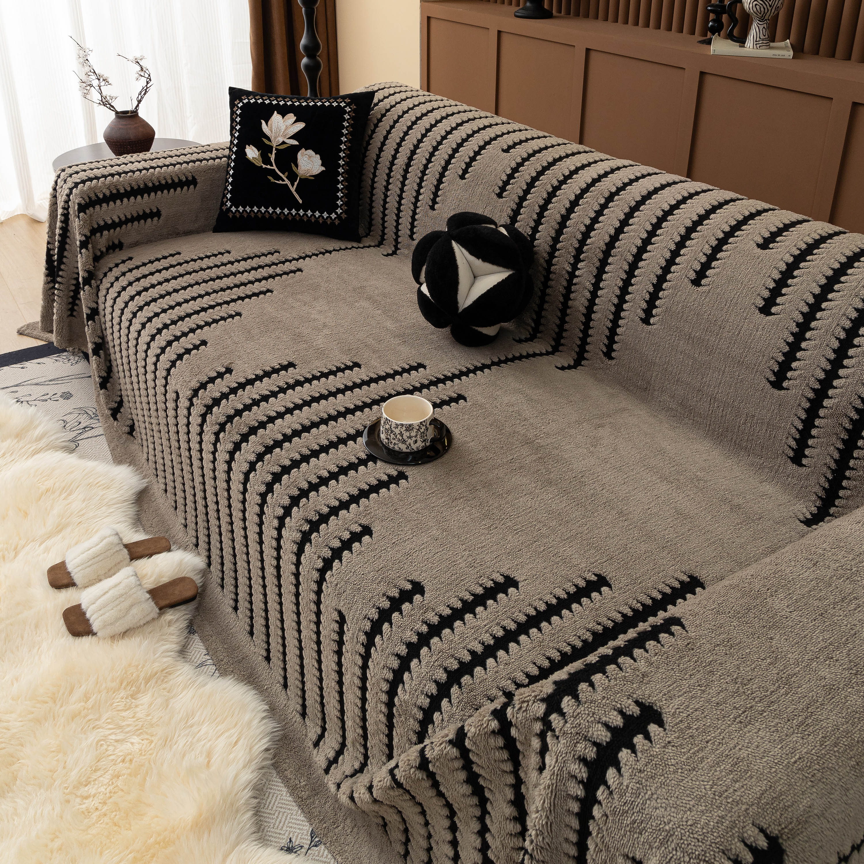 Jacquard Fleece Throw Blanket for Couch Plush Fuzzy Cozy Soft Blankets and Throws for Sofa - Image 78