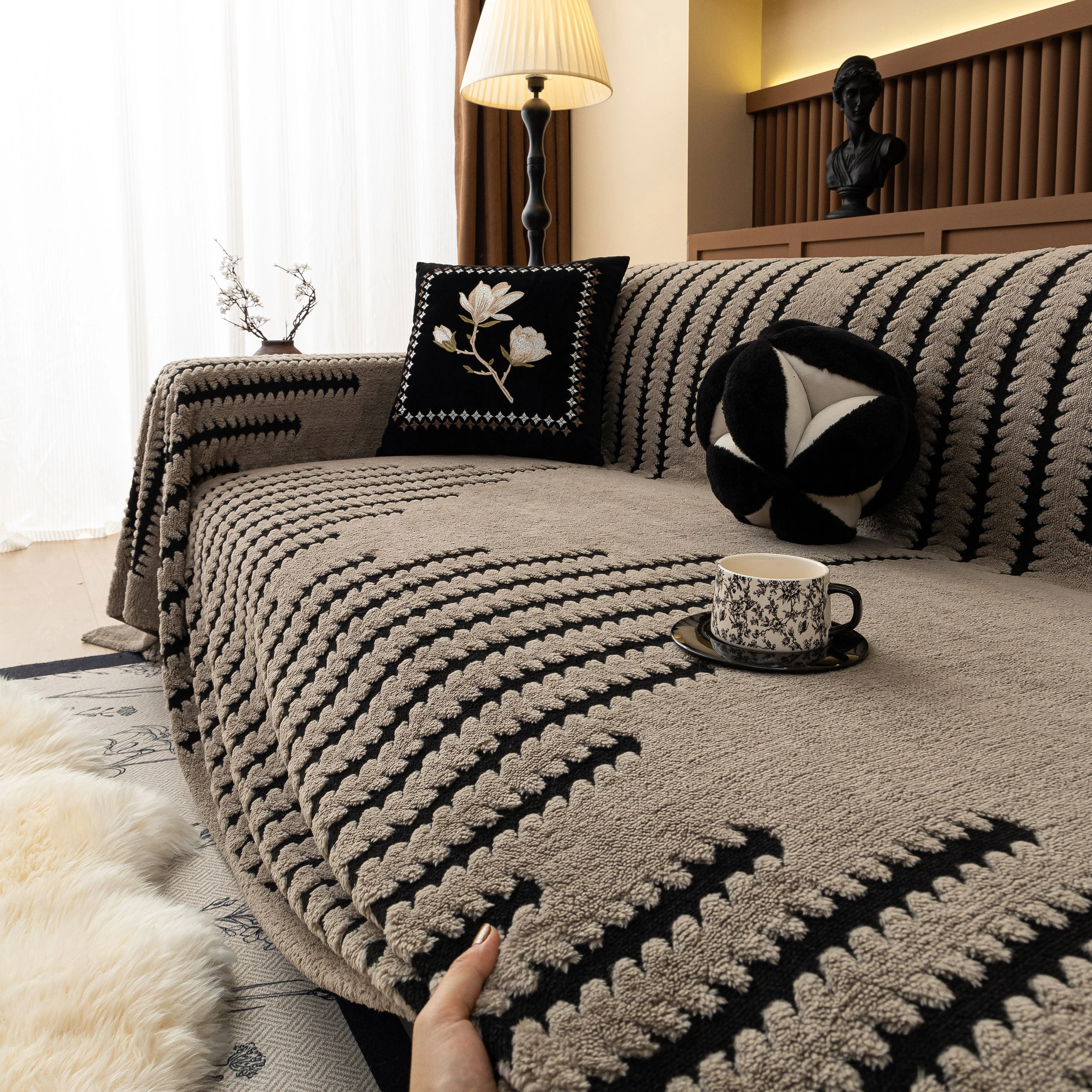 Jacquard Fleece Throw Blanket for Couch Plush Fuzzy Cozy Soft Blankets and Throws for Sofa - Image 84