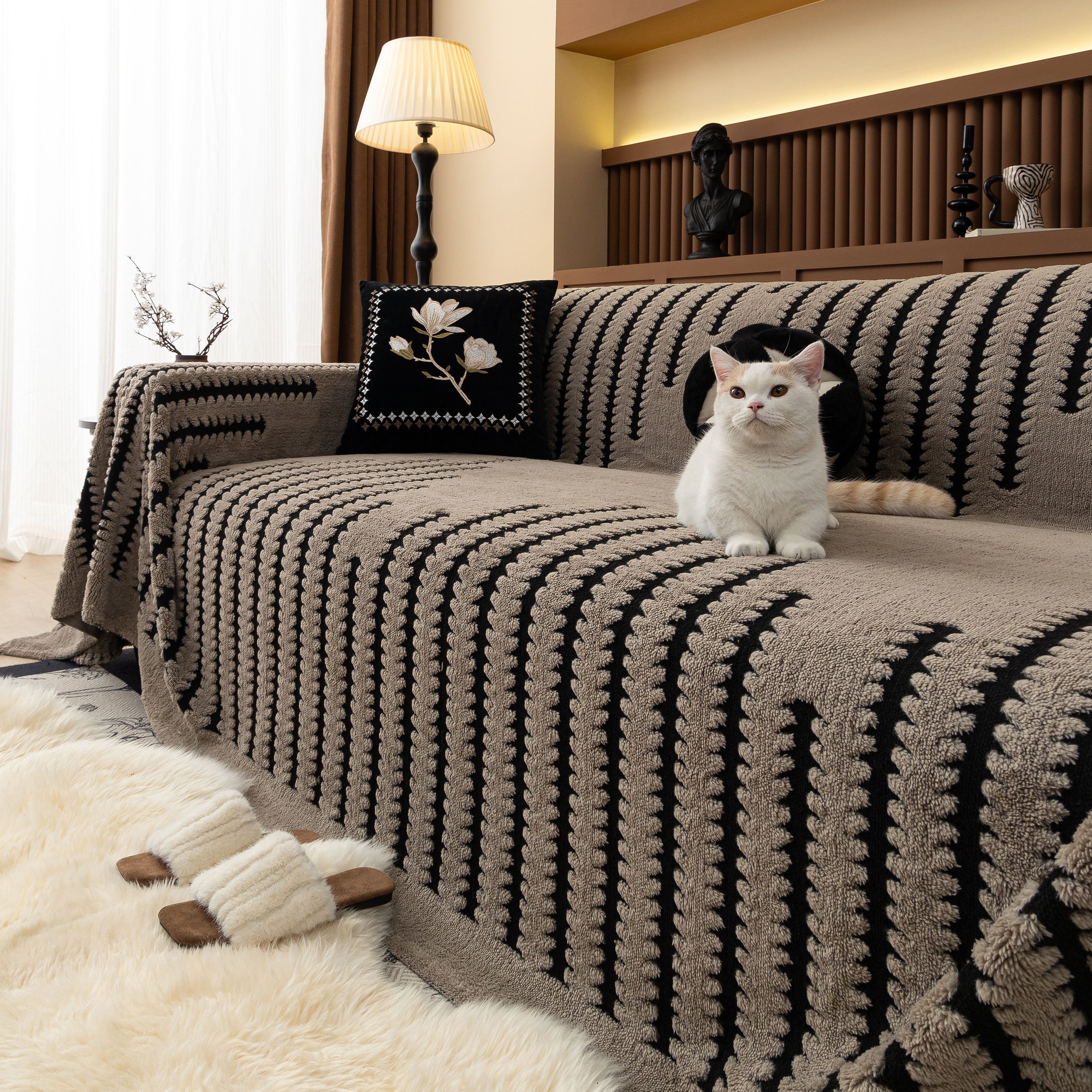 Jacquard Fleece Throw Blanket for Couch Plush Fuzzy Cozy Soft Blankets and Throws for Sofa - Image 86