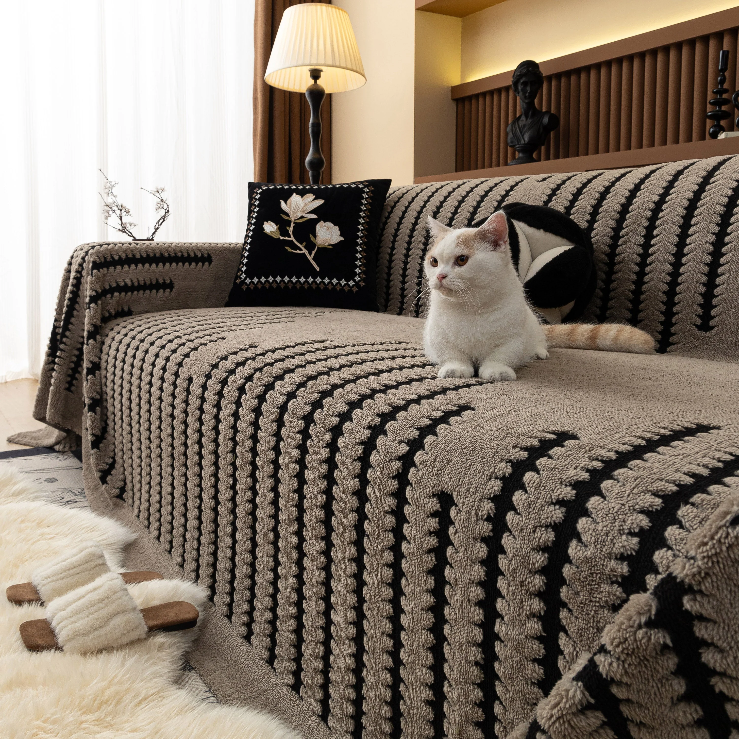 Jacquard Fleece Throw Blanket for Couch Plush Fuzzy Cozy Soft Blankets and Throws for Sofa - Image 87
