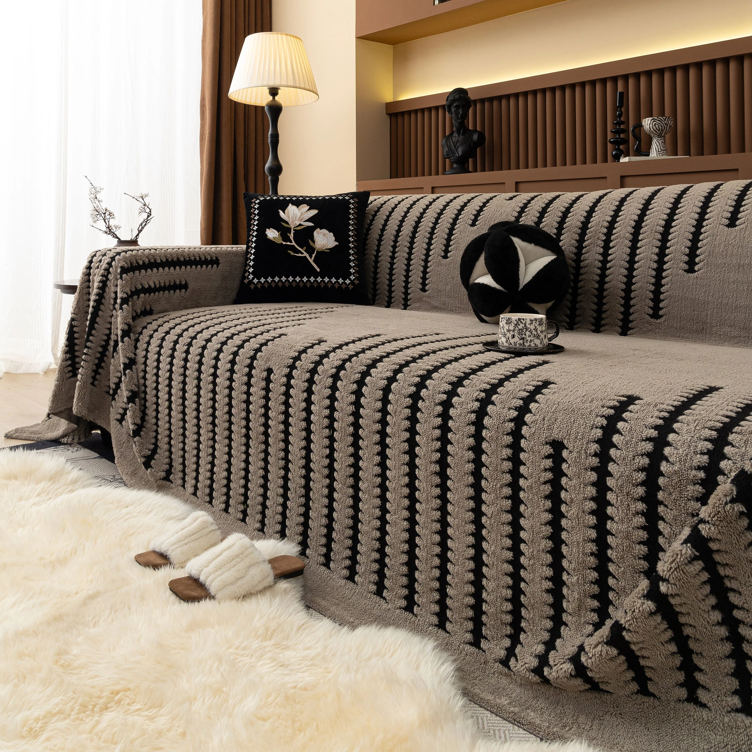 Jacquard Fleece Throw Blanket for Couch Plush Fuzzy Cozy Soft Blankets and Throws for Sofa - Image 88