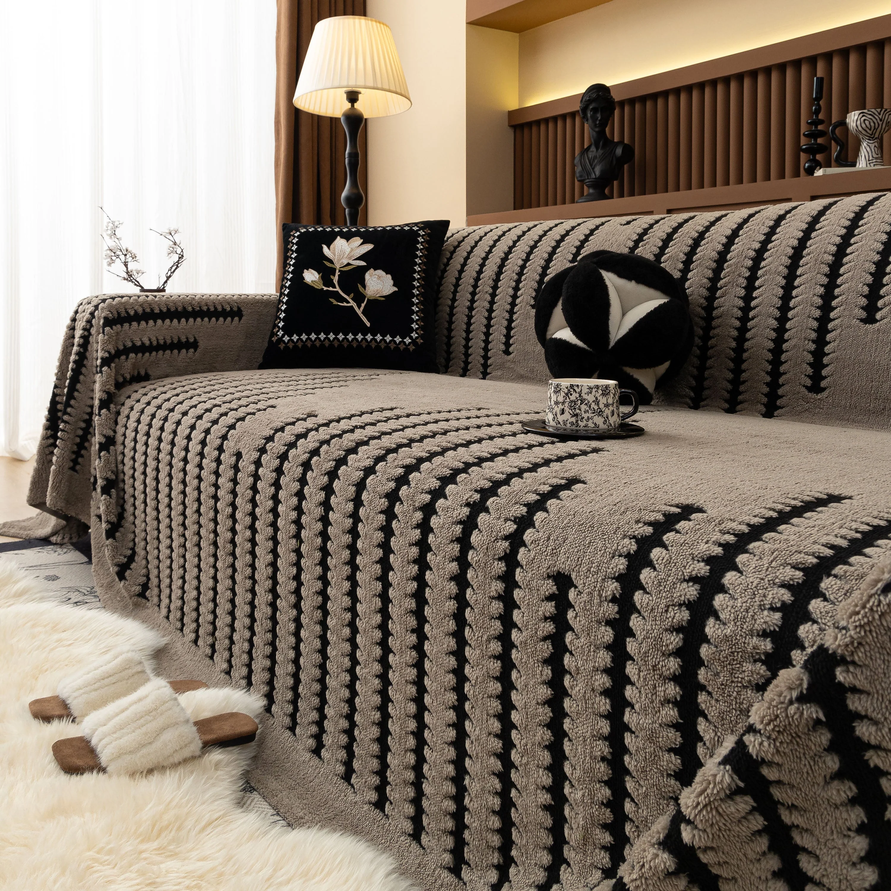 Jacquard Fleece Throw Blanket for Couch Plush Fuzzy Cozy Soft Blankets and Throws for Sofa - Image 90