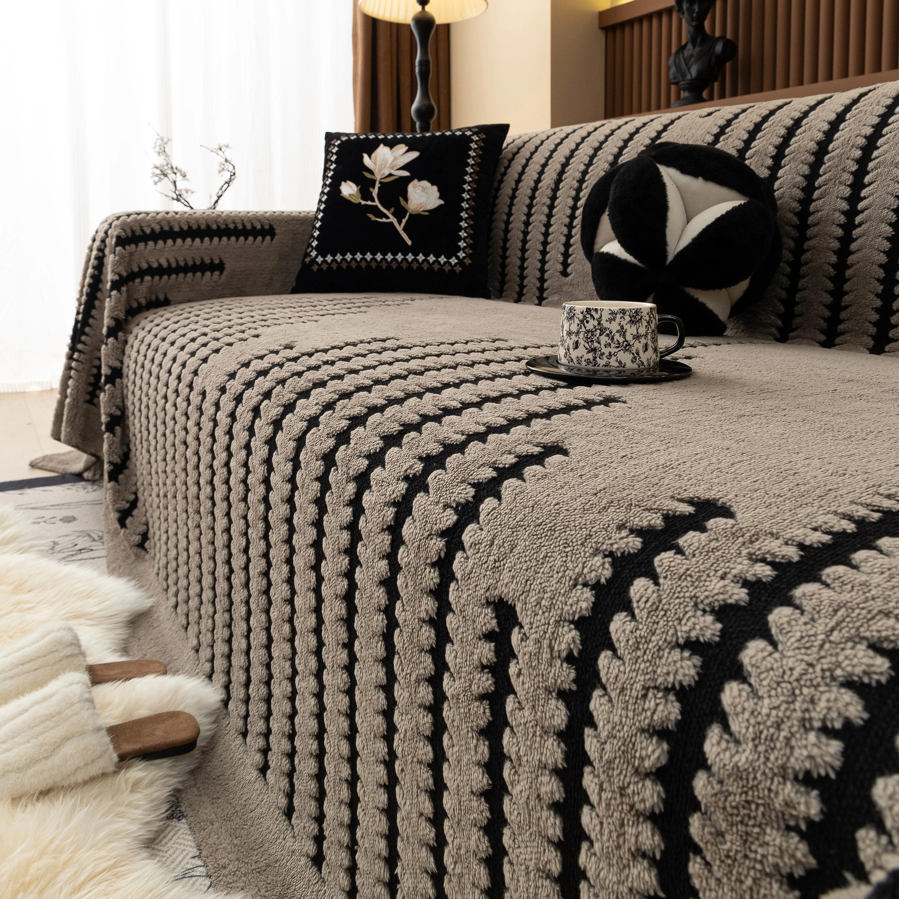 Jacquard Fleece Throw Blanket for Couch Plush Fuzzy Cozy Soft Blankets and Throws for Sofa - Image 91